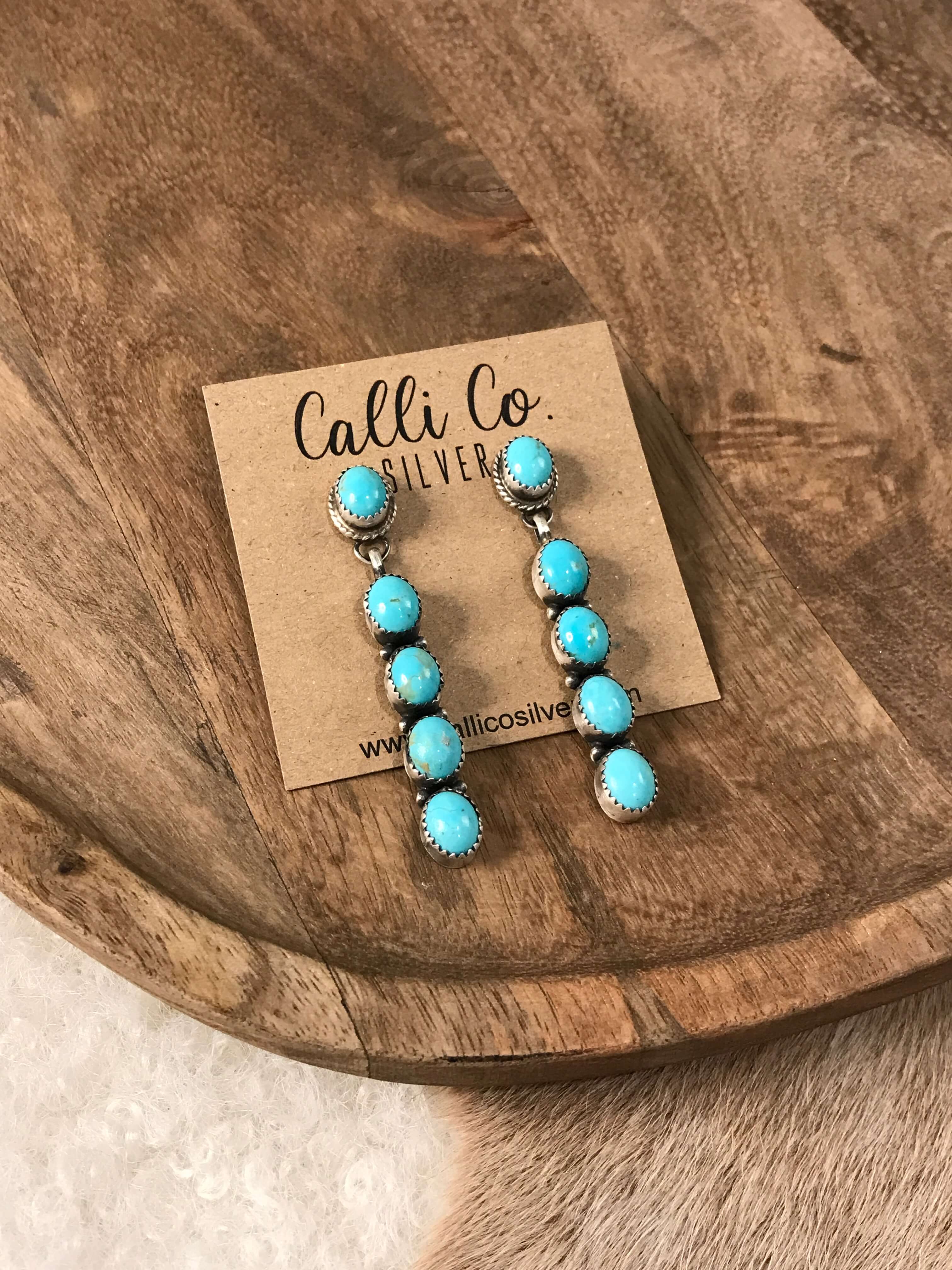 The Mykonos Earrings, 3-Earrings-Calli Co., Turquoise and Silver Jewelry, Native American Handmade, Zuni Tribe, Navajo Tribe, Brock Texas