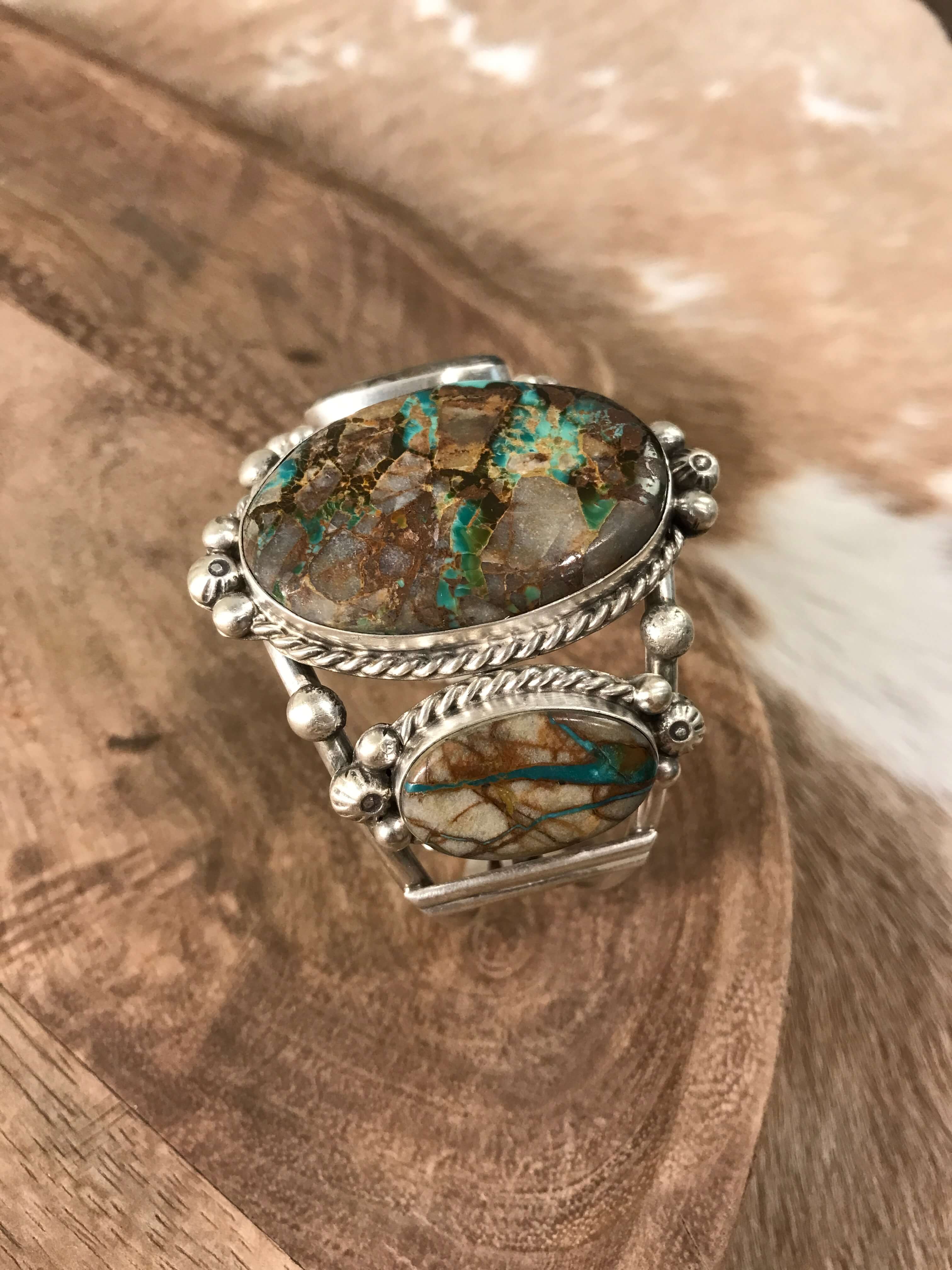 The Fredonia Turquoise Cuff, 2-Bracelets & Cuffs-Calli Co., Turquoise and Silver Jewelry, Native American Handmade, Zuni Tribe, Navajo Tribe, Brock Texas