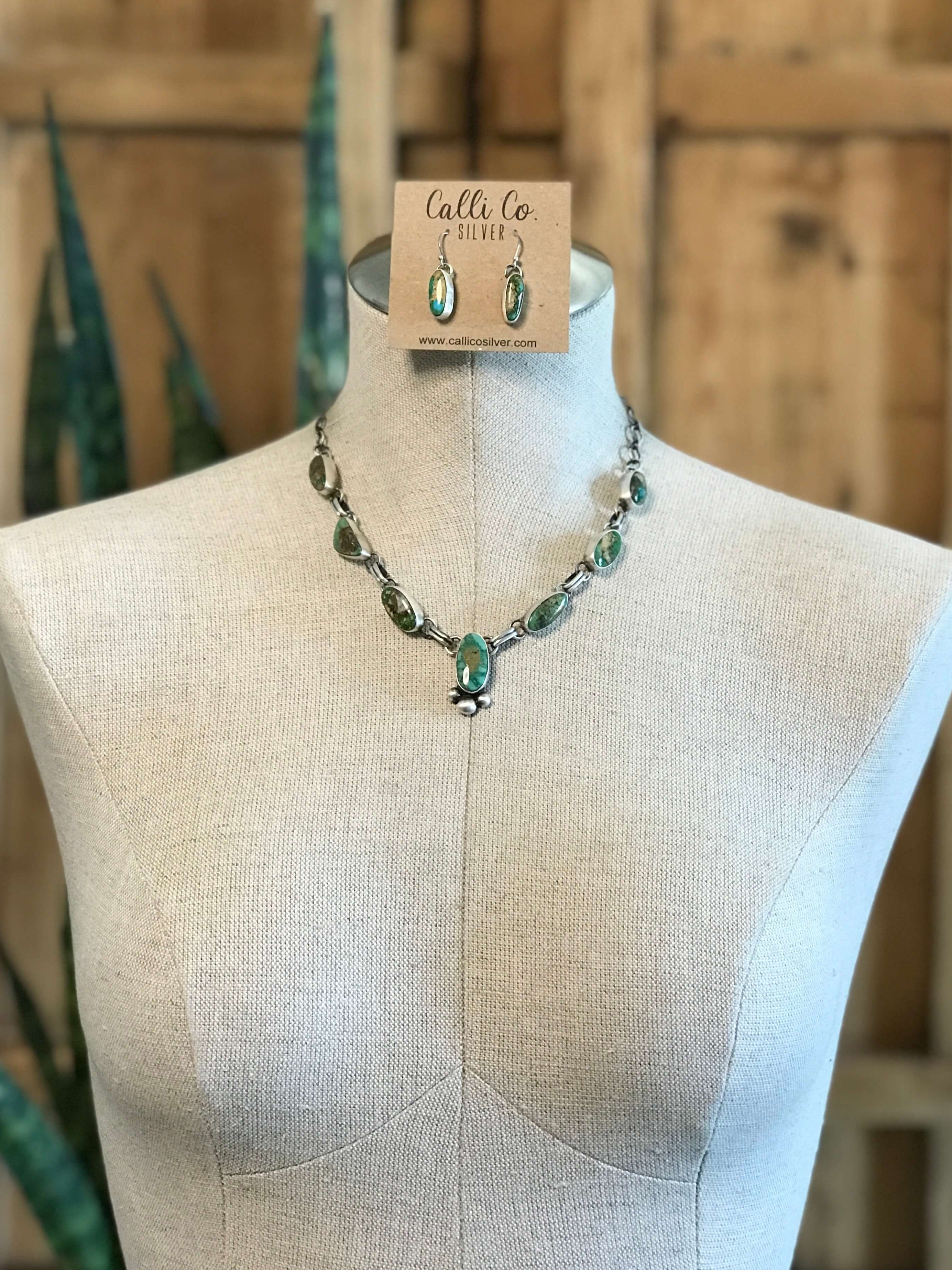 The Washington Turquoise Statement Necklace Set-Necklaces-Calli Co., Turquoise and Silver Jewelry, Native American Handmade, Zuni Tribe, Navajo Tribe, Brock Texas