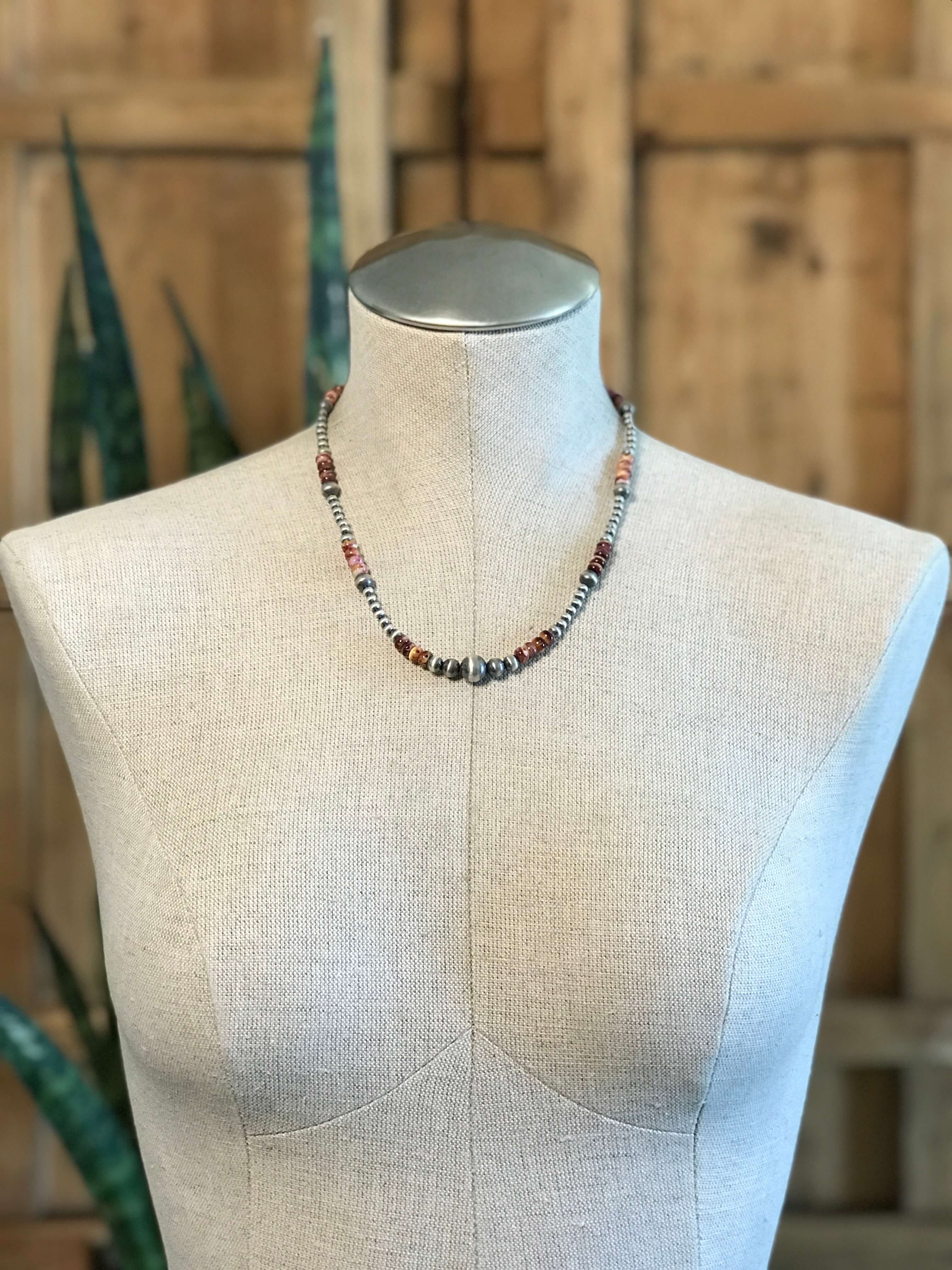 The Milly Necklace in Purple Spiny Oyster-Necklaces-Calli Co., Turquoise and Silver Jewelry, Native American Handmade, Zuni Tribe, Navajo Tribe, Brock Texas