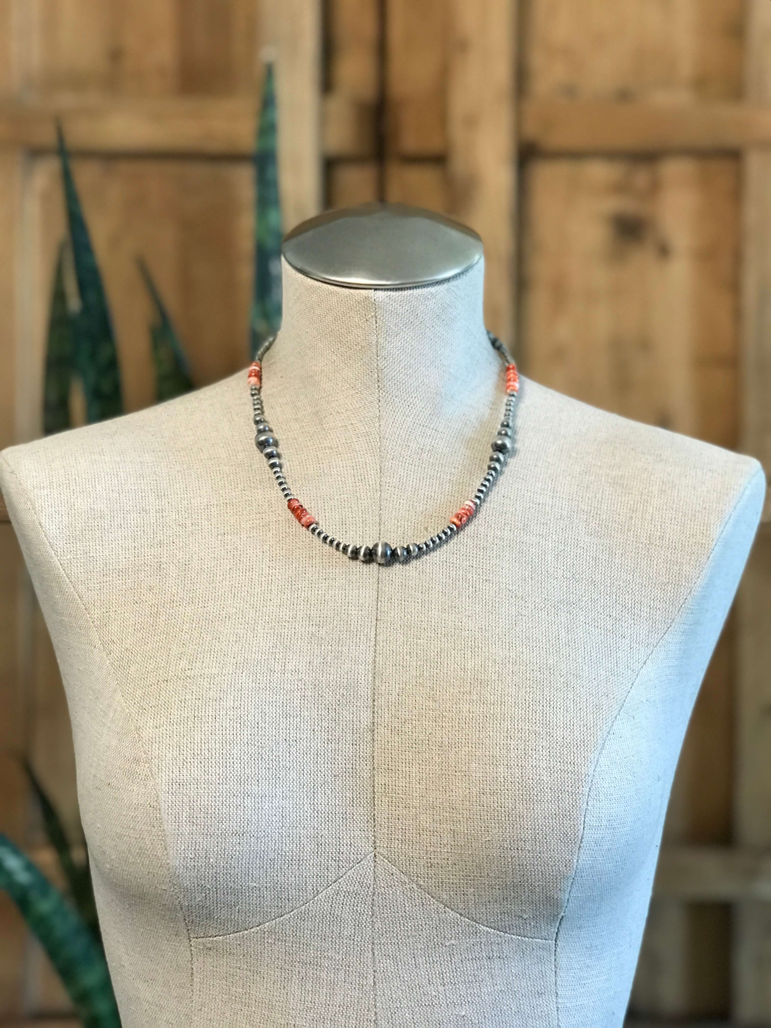 The Maven Necklace in Red Spiny Oyster-Necklaces-Calli Co., Turquoise and Silver Jewelry, Native American Handmade, Zuni Tribe, Navajo Tribe, Brock Texas