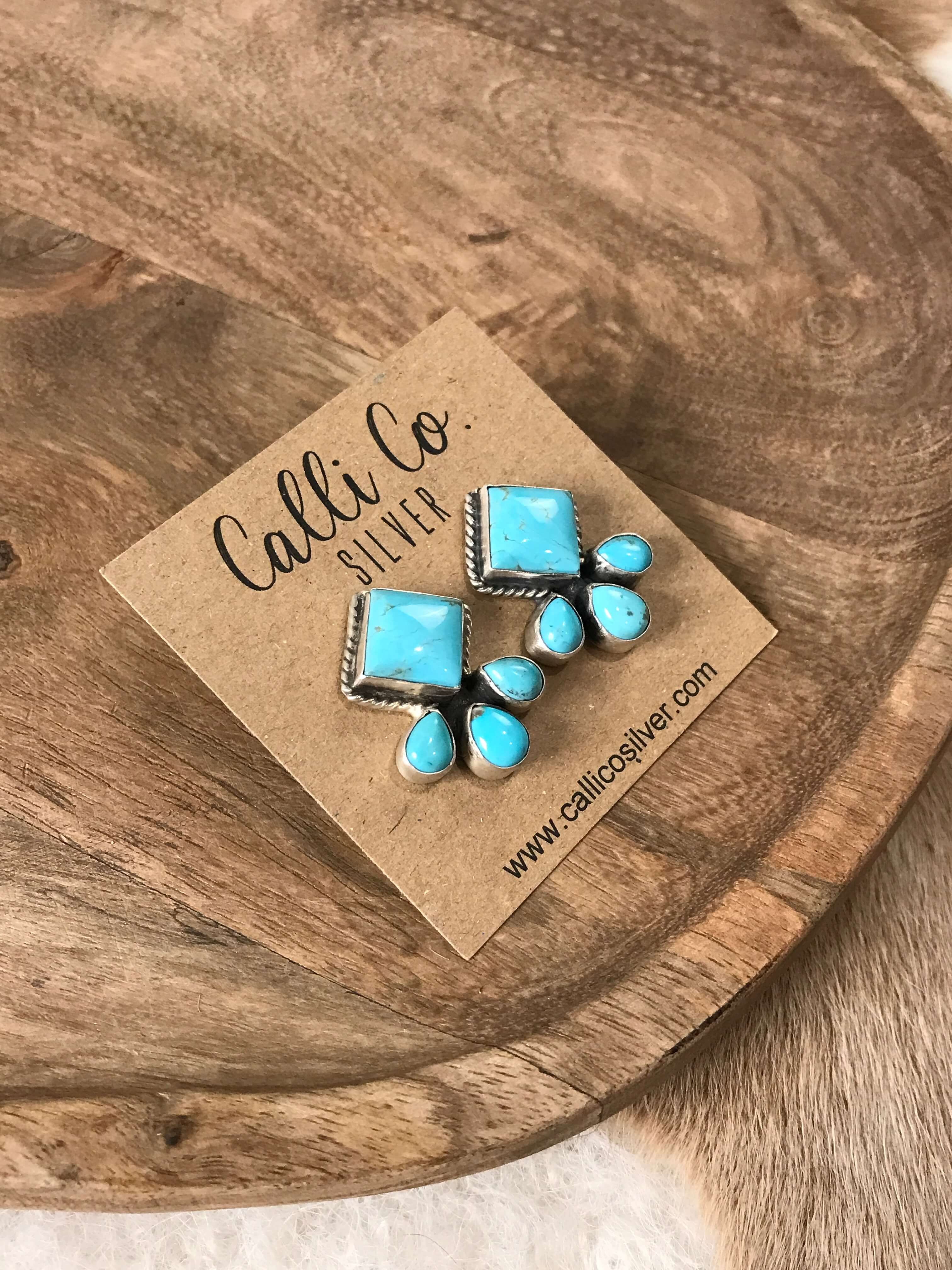 The Piqua Earrings, 2-Earrings-Calli Co., Turquoise and Silver Jewelry, Native American Handmade, Zuni Tribe, Navajo Tribe, Brock Texas