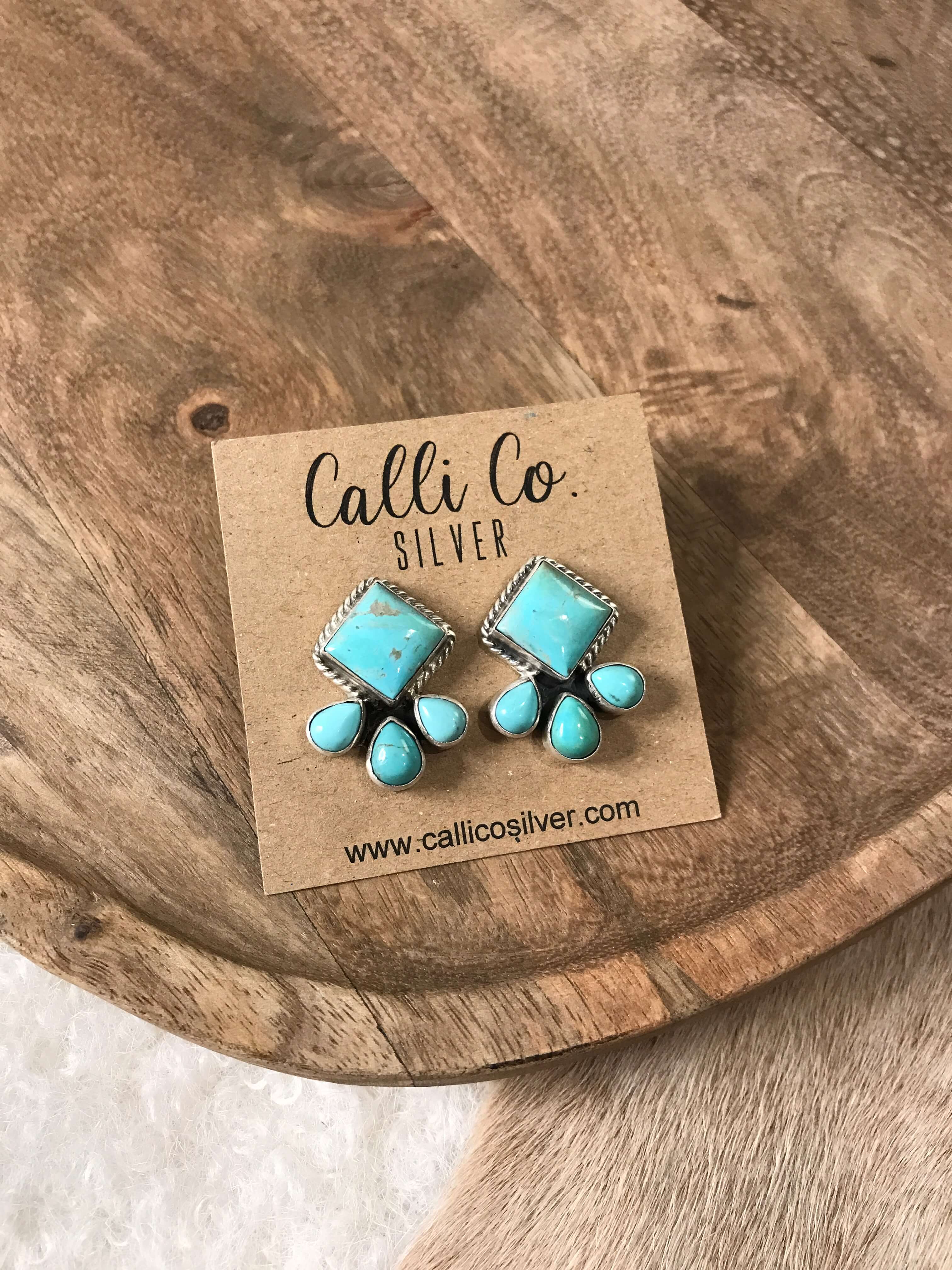 The Piqua Earrings, 6-Earrings-Calli Co., Turquoise and Silver Jewelry, Native American Handmade, Zuni Tribe, Navajo Tribe, Brock Texas
