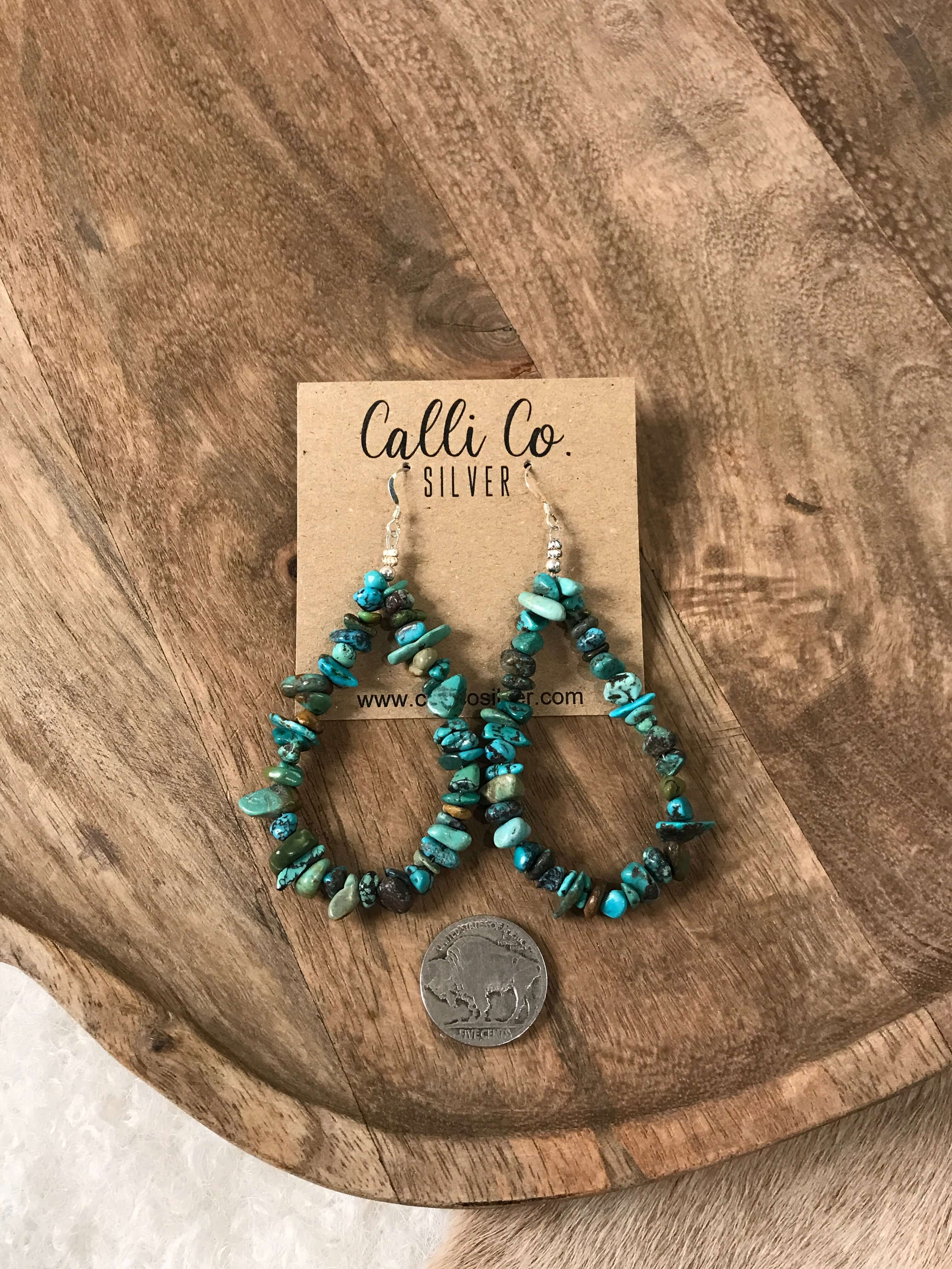 The Colita Hoop Earrings-Earrings-Calli Co., Turquoise and Silver Jewelry, Native American Handmade, Zuni Tribe, Navajo Tribe, Brock Texas