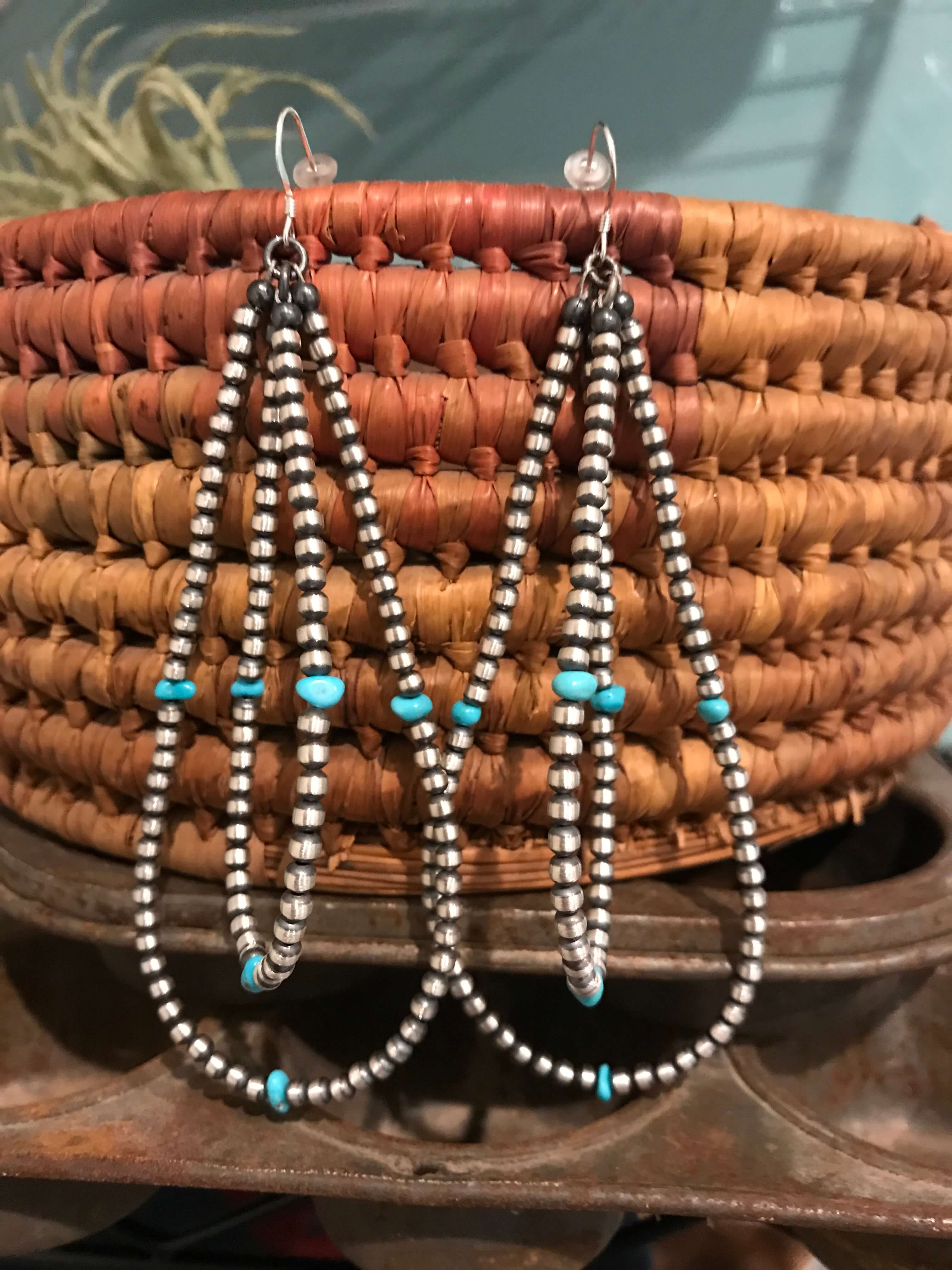 The Carabola Double Hoop Earrings-Earrings-Calli Co., Turquoise and Silver Jewelry, Native American Handmade, Zuni Tribe, Navajo Tribe, Brock Texas