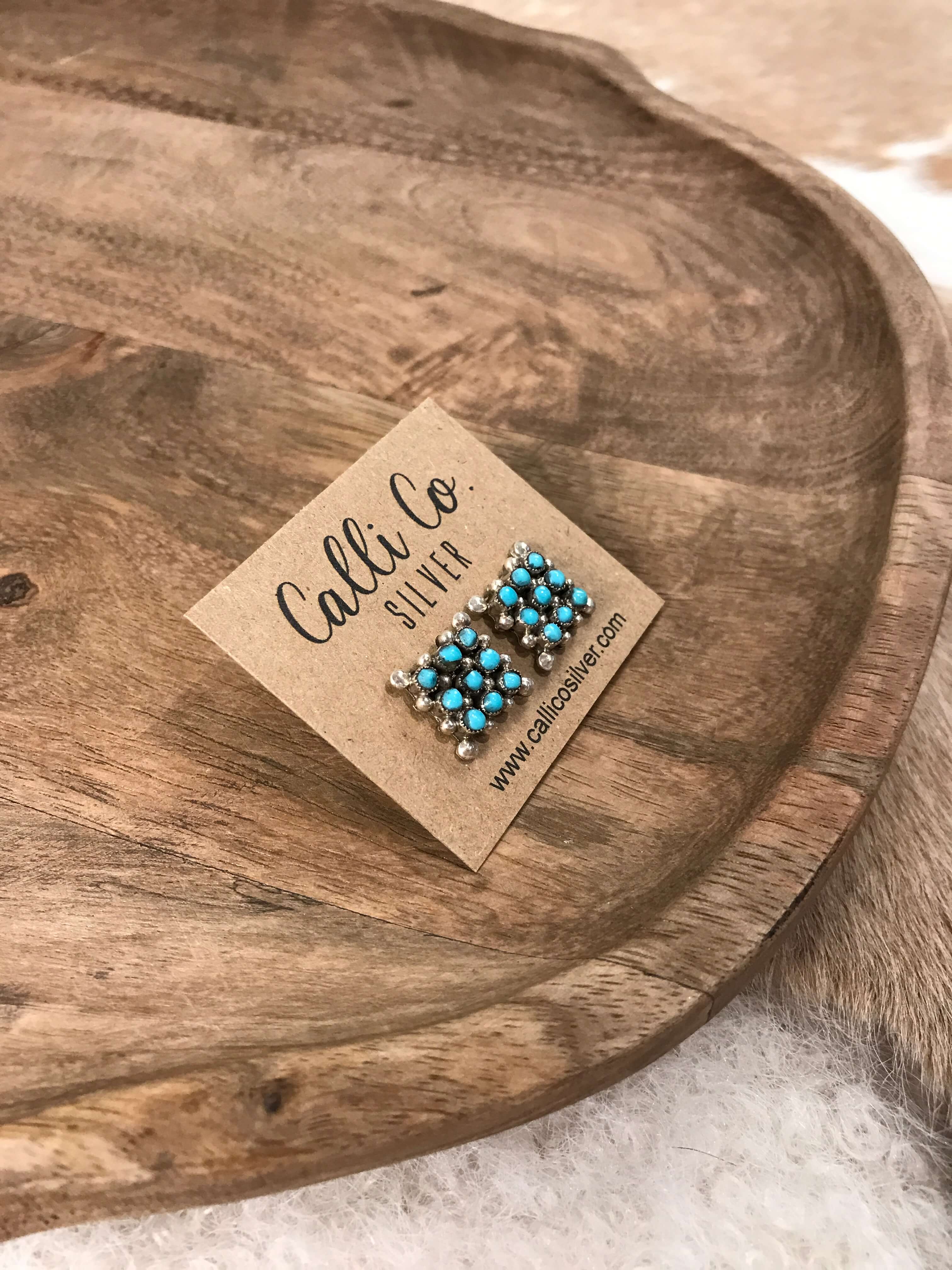 The Heritage Cluster Earrings-Earrings-Calli Co., Turquoise and Silver Jewelry, Native American Handmade, Zuni Tribe, Navajo Tribe, Brock Texas