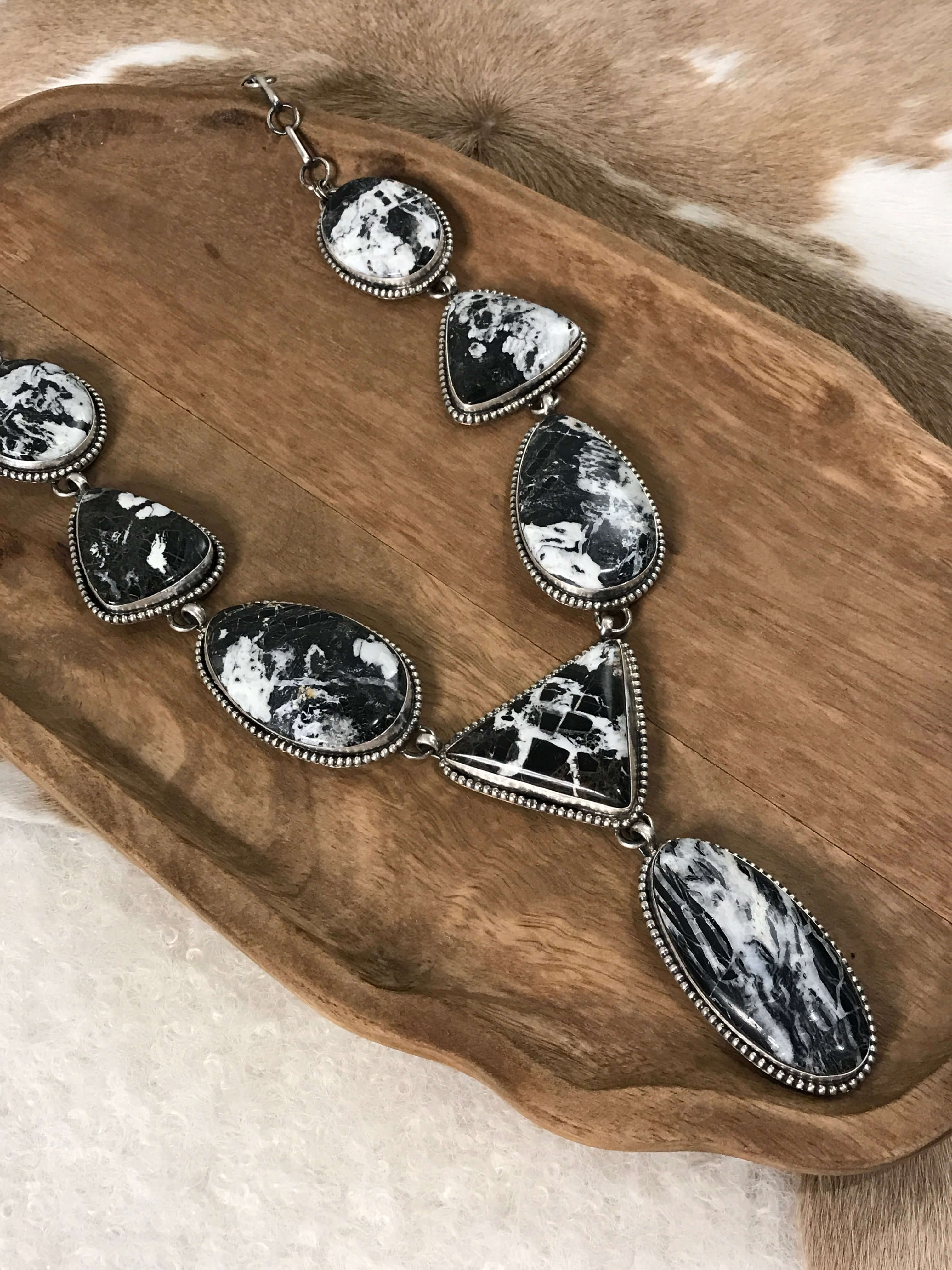 The Yukon Lariat Necklace xx-Necklaces-Calli Co., Turquoise and Silver Jewelry, Native American Handmade, Zuni Tribe, Navajo Tribe, Brock Texas