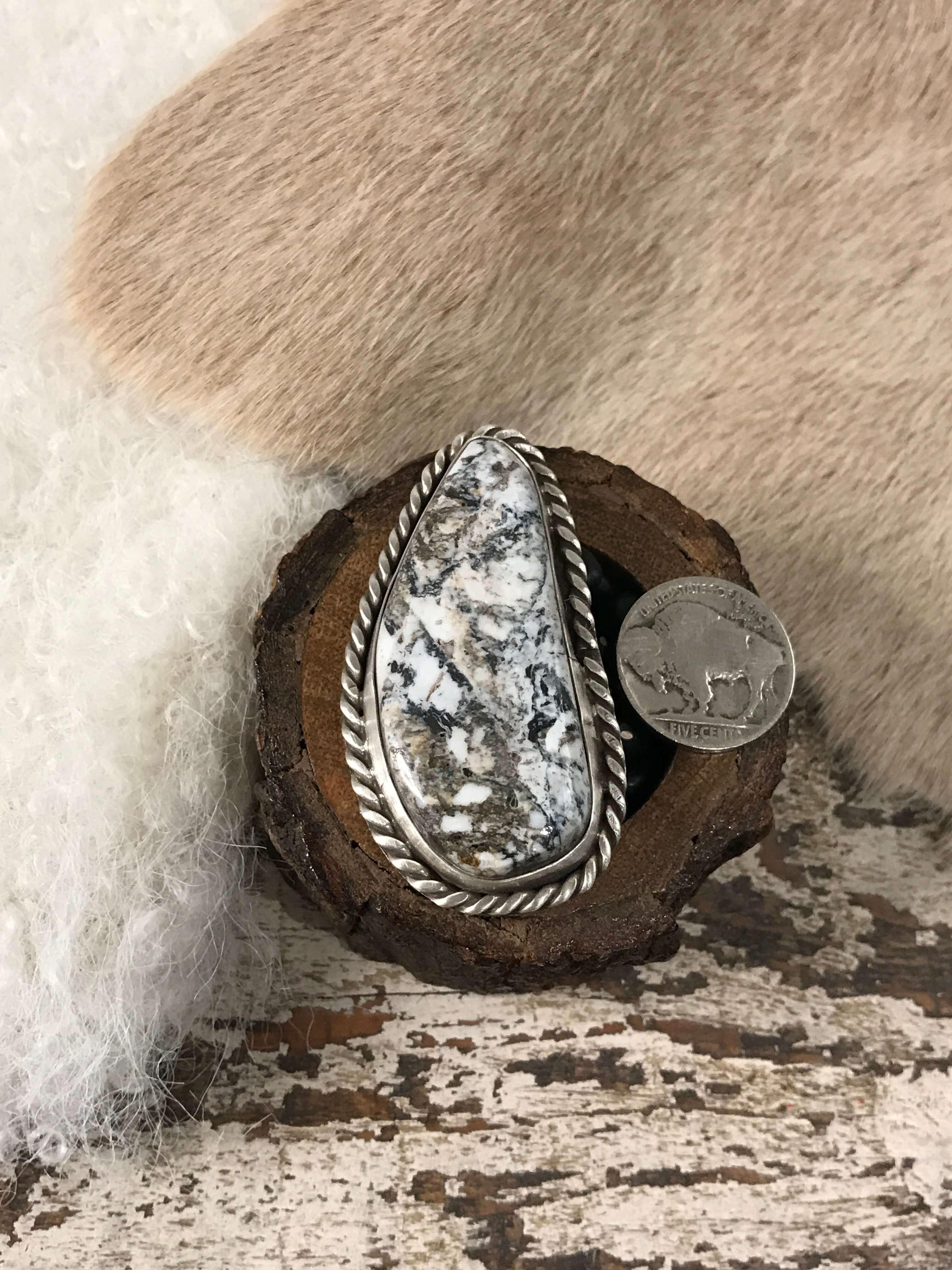 The Rockport Ring, Sz. 8-Rings-Calli Co., Turquoise and Silver Jewelry, Native American Handmade, Zuni Tribe, Navajo Tribe, Brock Texas