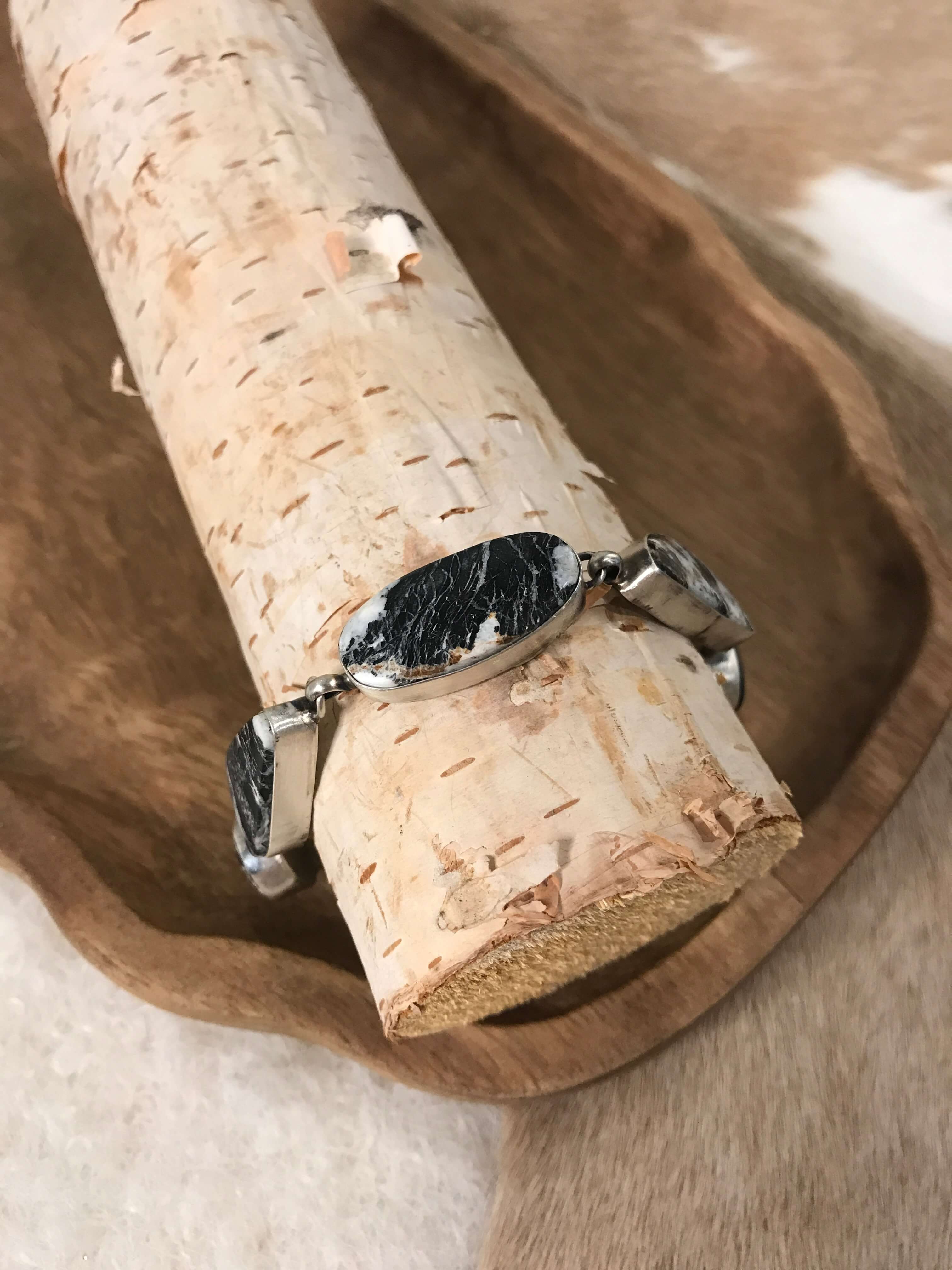 The Dekalb 5 Stone Link Bracelets, 1 xx-Bracelets & Cuffs-Calli Co., Turquoise and Silver Jewelry, Native American Handmade, Zuni Tribe, Navajo Tribe, Brock Texas