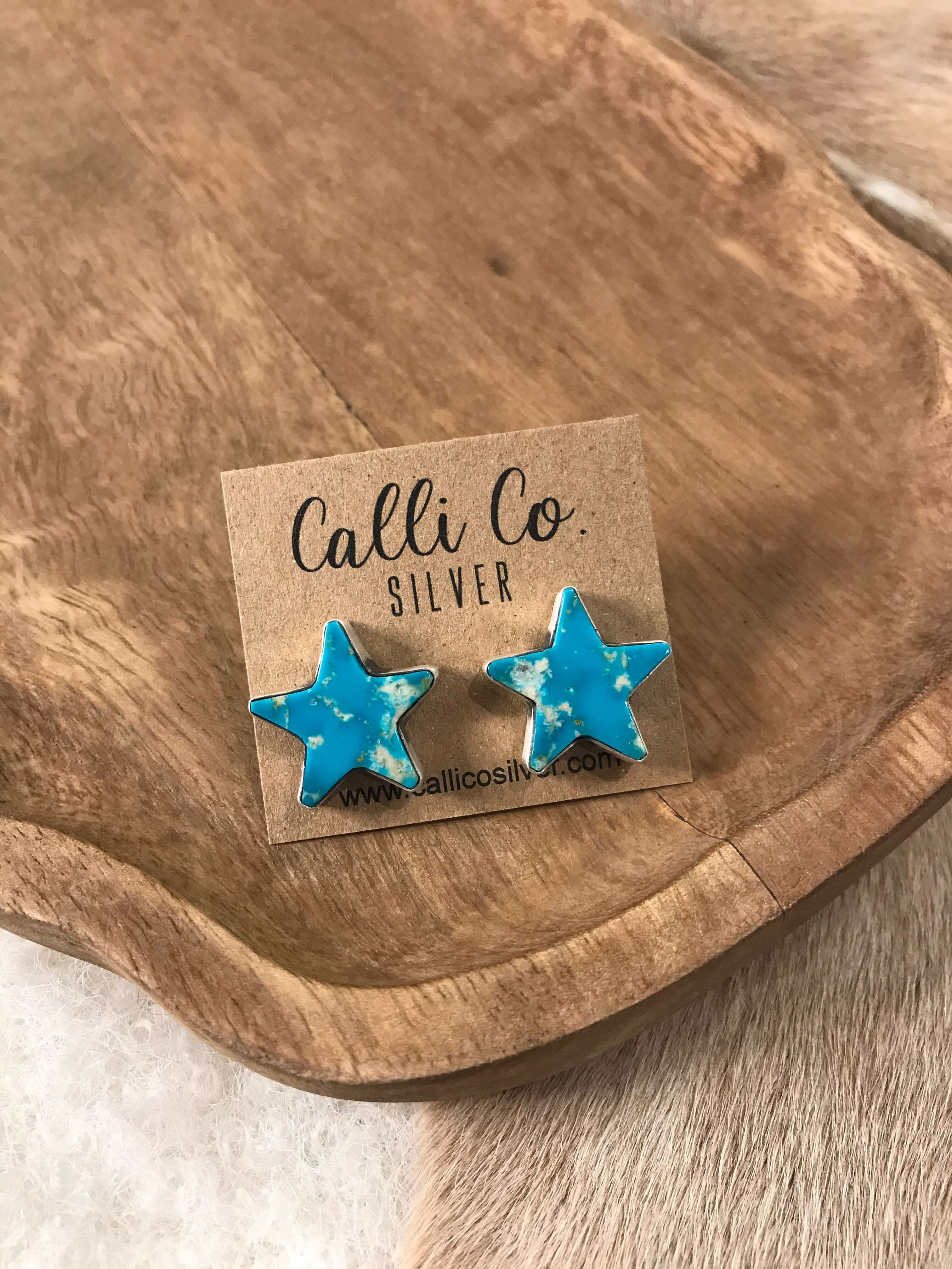 The Stardust Studs, 1-Earrings-Calli Co., Turquoise and Silver Jewelry, Native American Handmade, Zuni Tribe, Navajo Tribe, Brock Texas