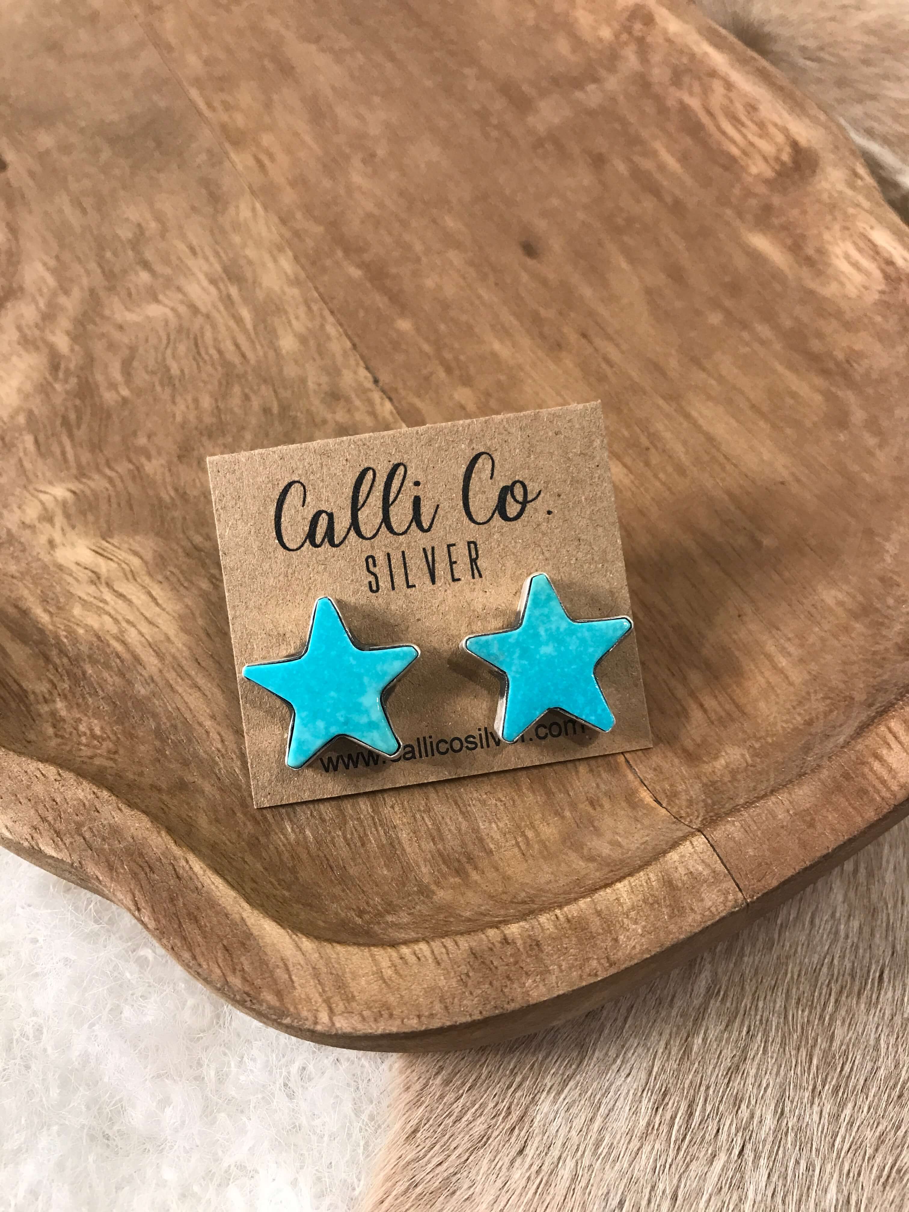 The Stardust Studs, 2-Earrings-Calli Co., Turquoise and Silver Jewelry, Native American Handmade, Zuni Tribe, Navajo Tribe, Brock Texas