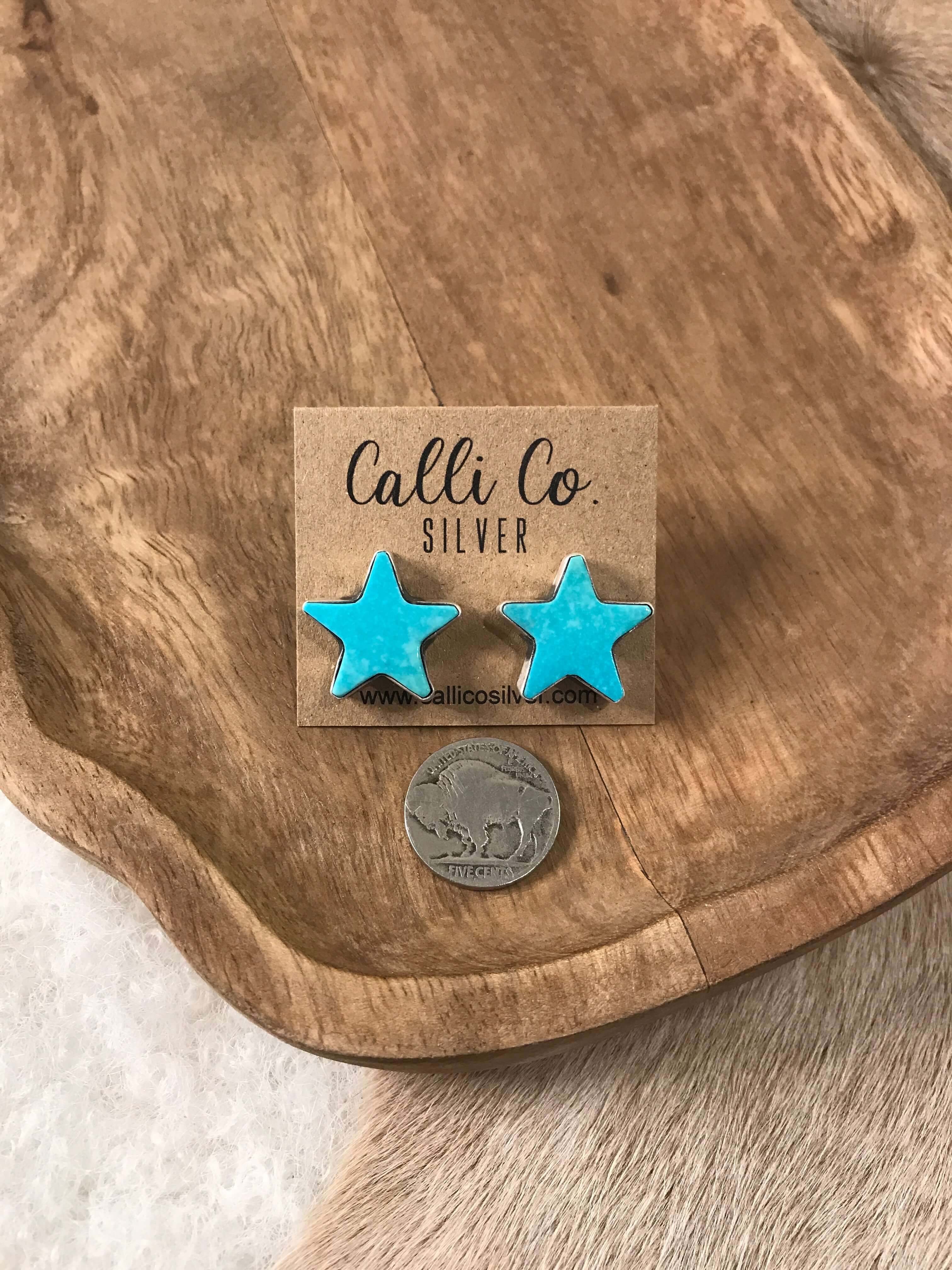 The Stardust Studs, 2-Earrings-Calli Co., Turquoise and Silver Jewelry, Native American Handmade, Zuni Tribe, Navajo Tribe, Brock Texas