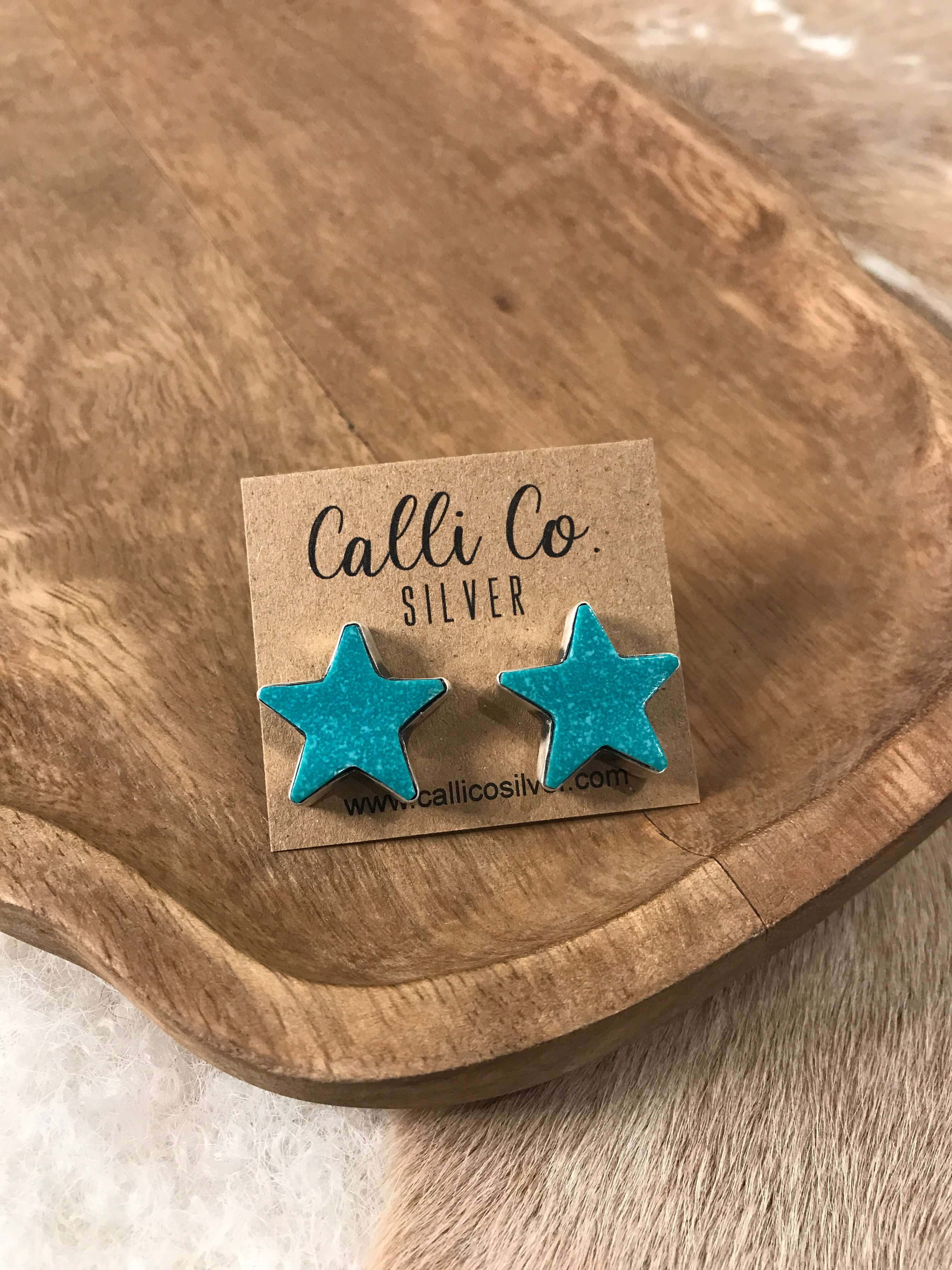 The Stardust Studs, 3-Earrings-Calli Co., Turquoise and Silver Jewelry, Native American Handmade, Zuni Tribe, Navajo Tribe, Brock Texas