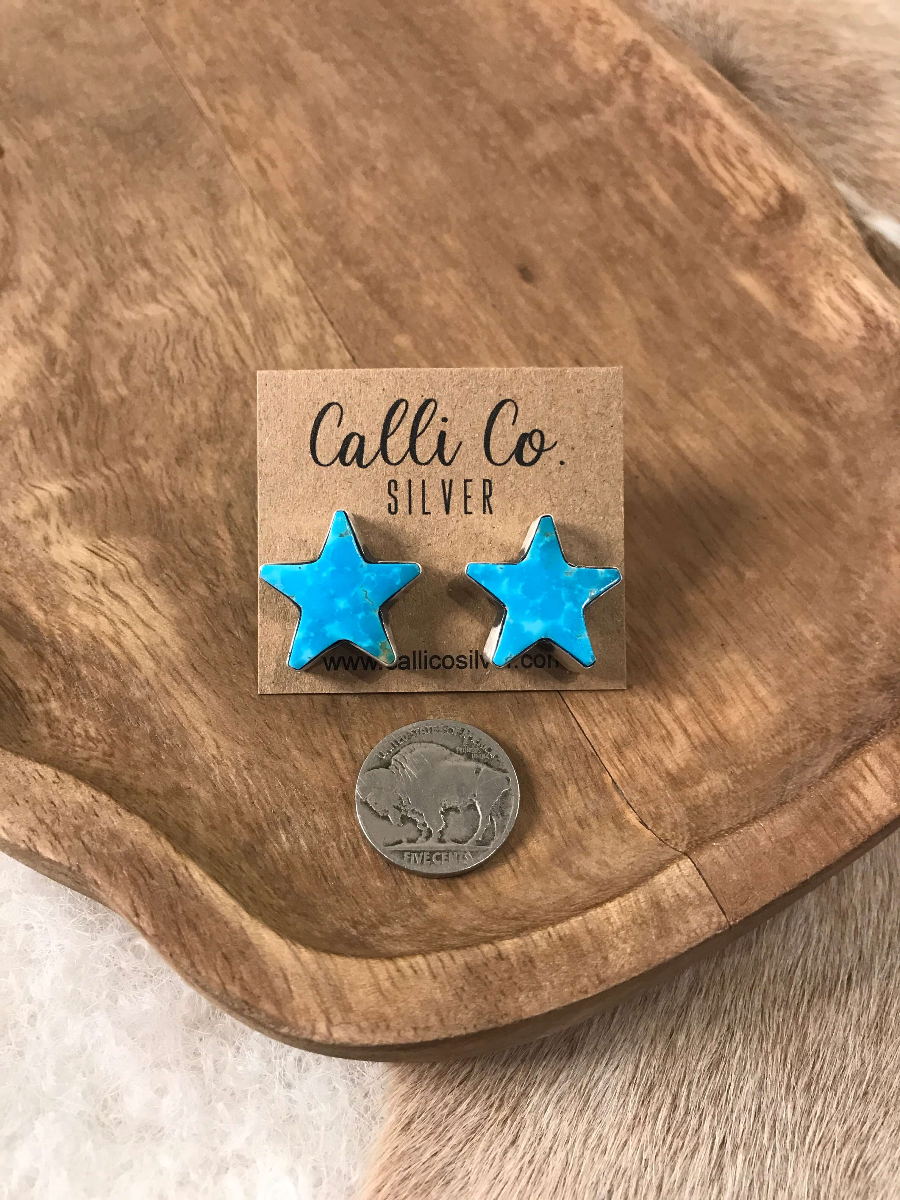 The Stardust Studs, 6-Earrings-Calli Co., Turquoise and Silver Jewelry, Native American Handmade, Zuni Tribe, Navajo Tribe, Brock Texas