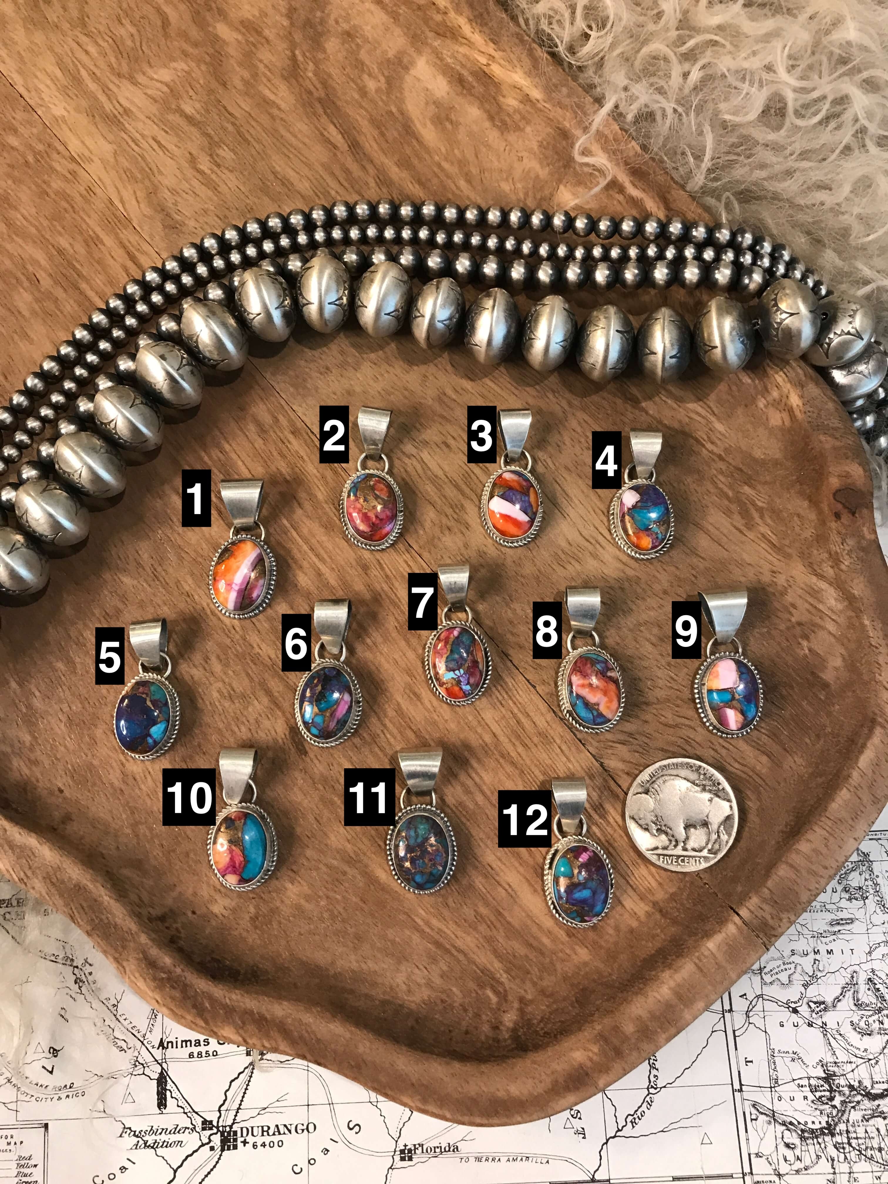 The Jojo Dahlia Pendant-Pendants-Calli Co., Turquoise and Silver Jewelry, Native American Handmade, Zuni Tribe, Navajo Tribe, Brock Texas