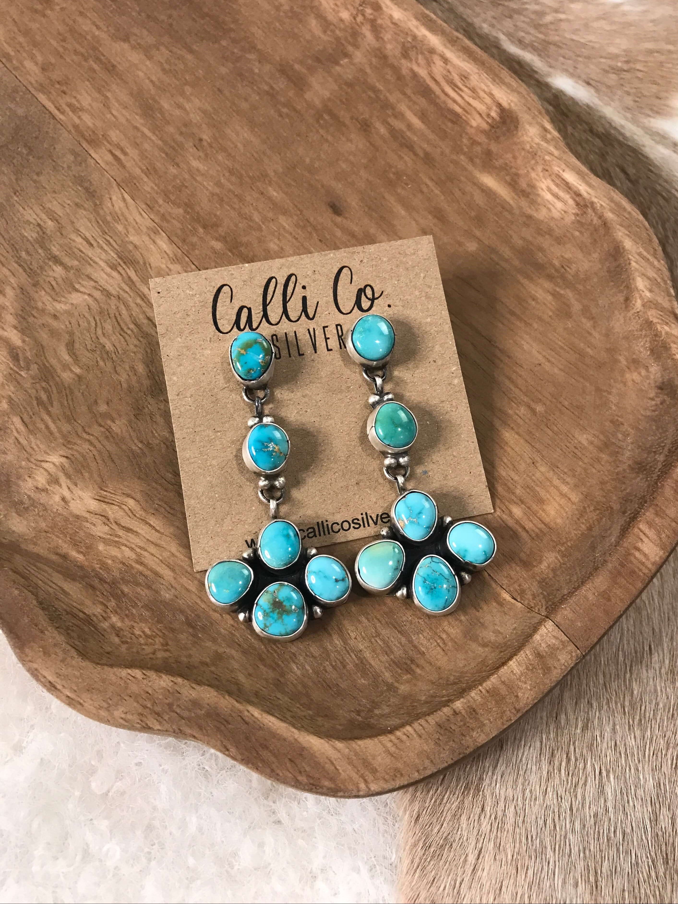 The Chigwell Dangles, 2-Earrings-Calli Co., Turquoise and Silver Jewelry, Native American Handmade, Zuni Tribe, Navajo Tribe, Brock Texas