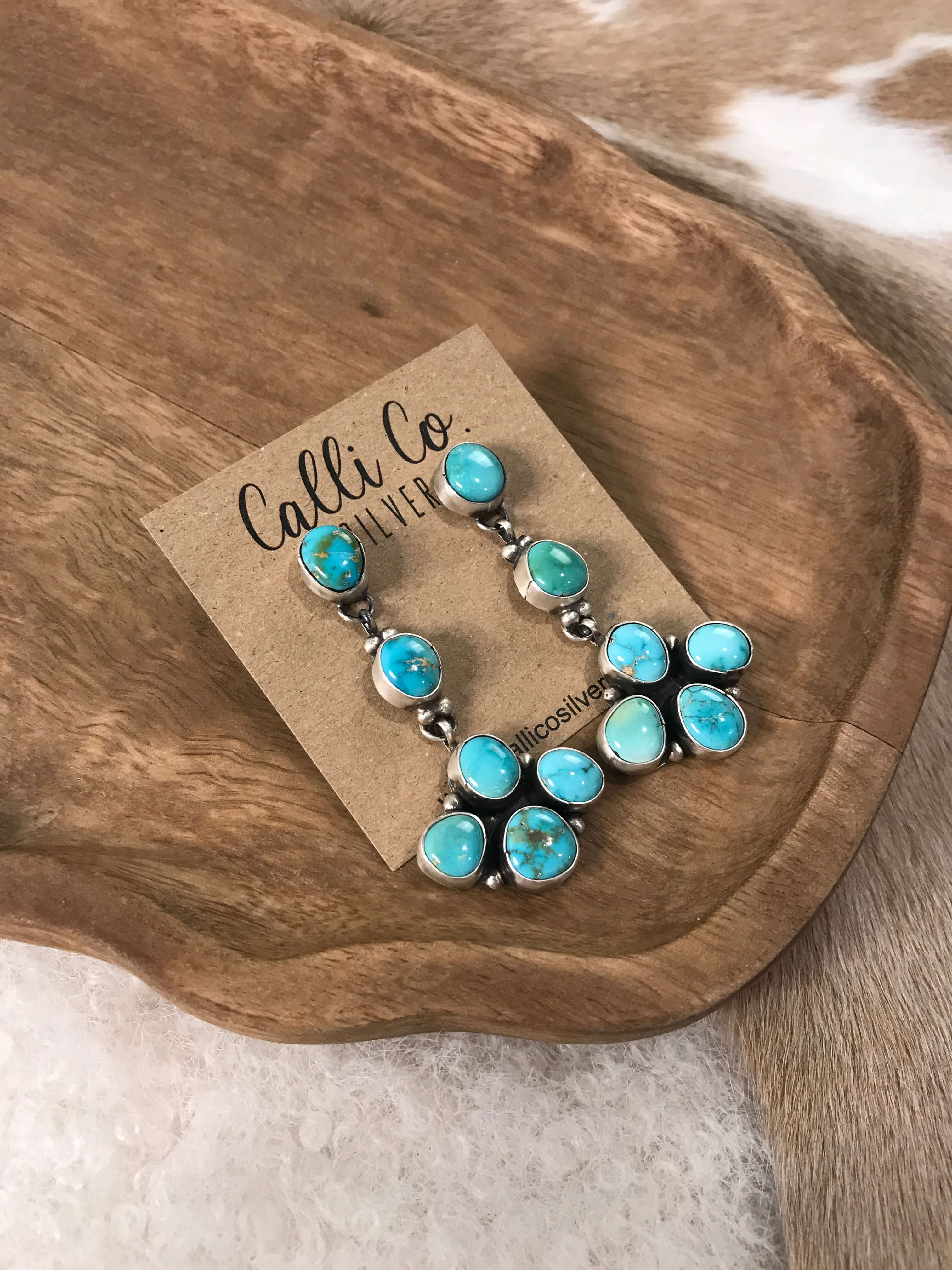 The Chigwell Dangles, 2-Earrings-Calli Co., Turquoise and Silver Jewelry, Native American Handmade, Zuni Tribe, Navajo Tribe, Brock Texas