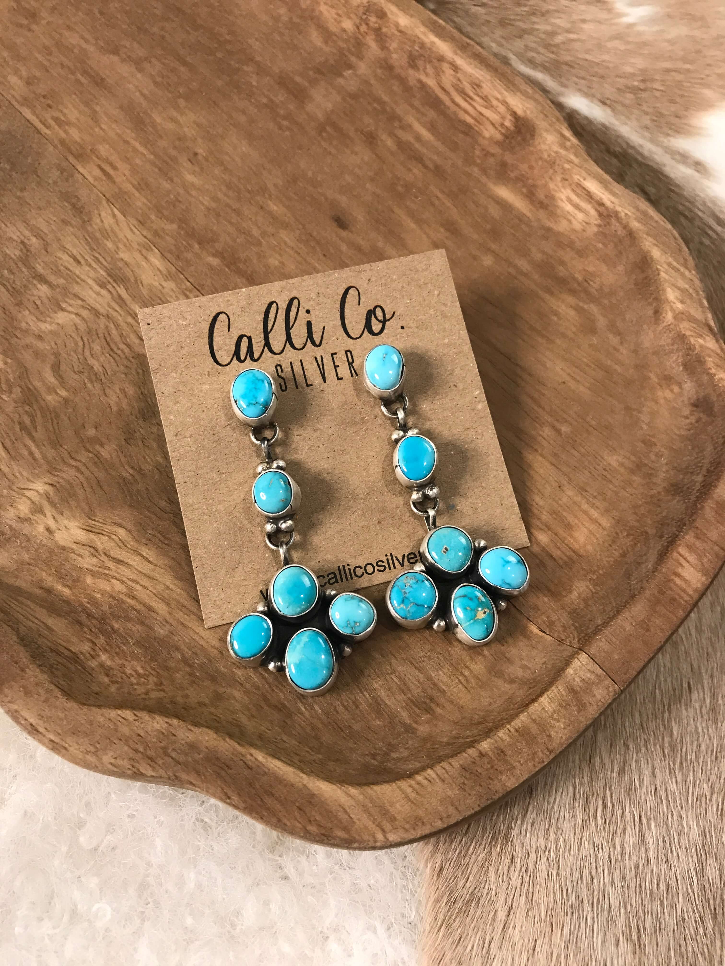 The Chigwell Dangles, 1-Earrings-Calli Co., Turquoise and Silver Jewelry, Native American Handmade, Zuni Tribe, Navajo Tribe, Brock Texas