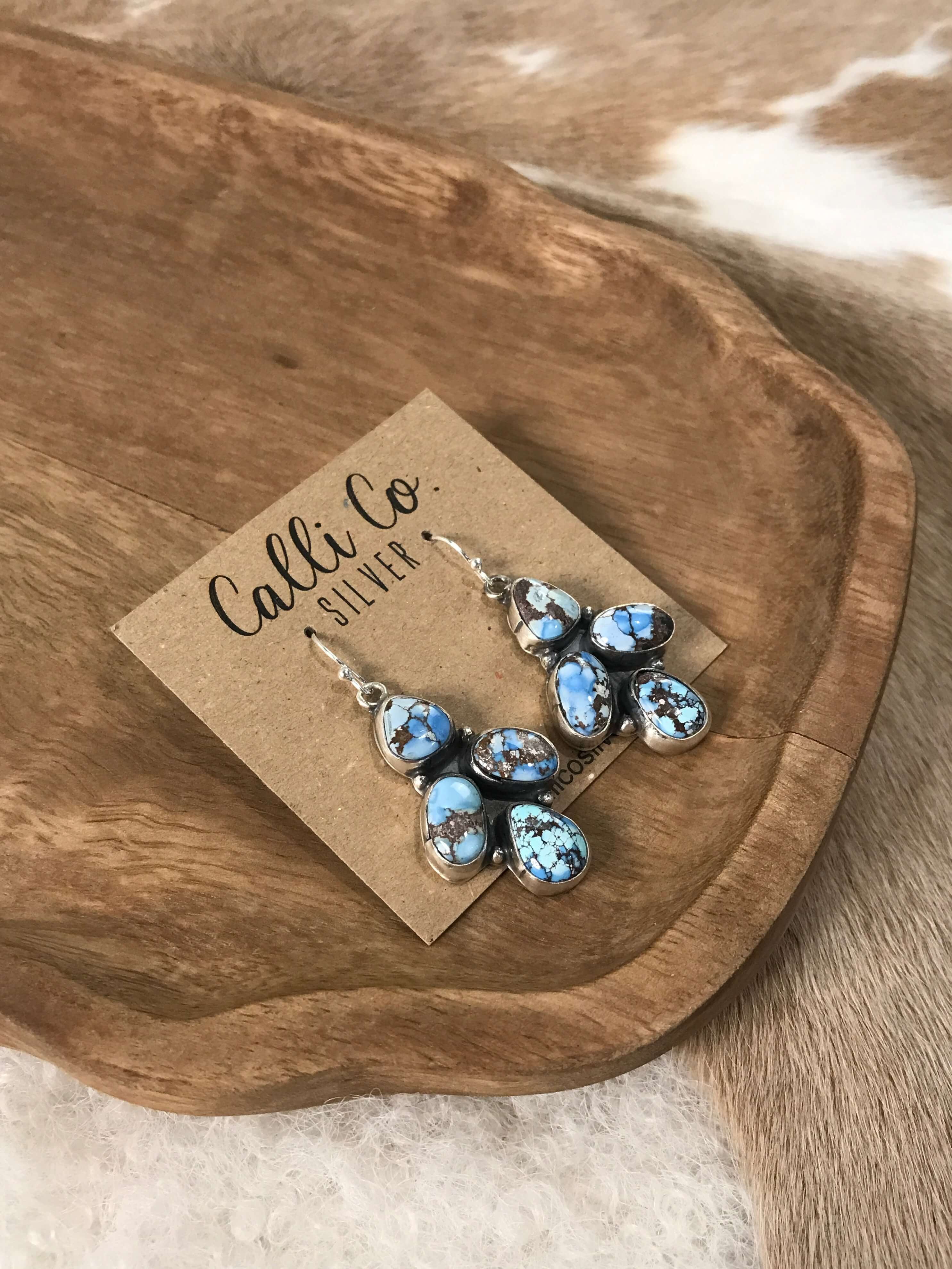 The Wallowa Dangles, 2-Earrings-Calli Co., Turquoise and Silver Jewelry, Native American Handmade, Zuni Tribe, Navajo Tribe, Brock Texas