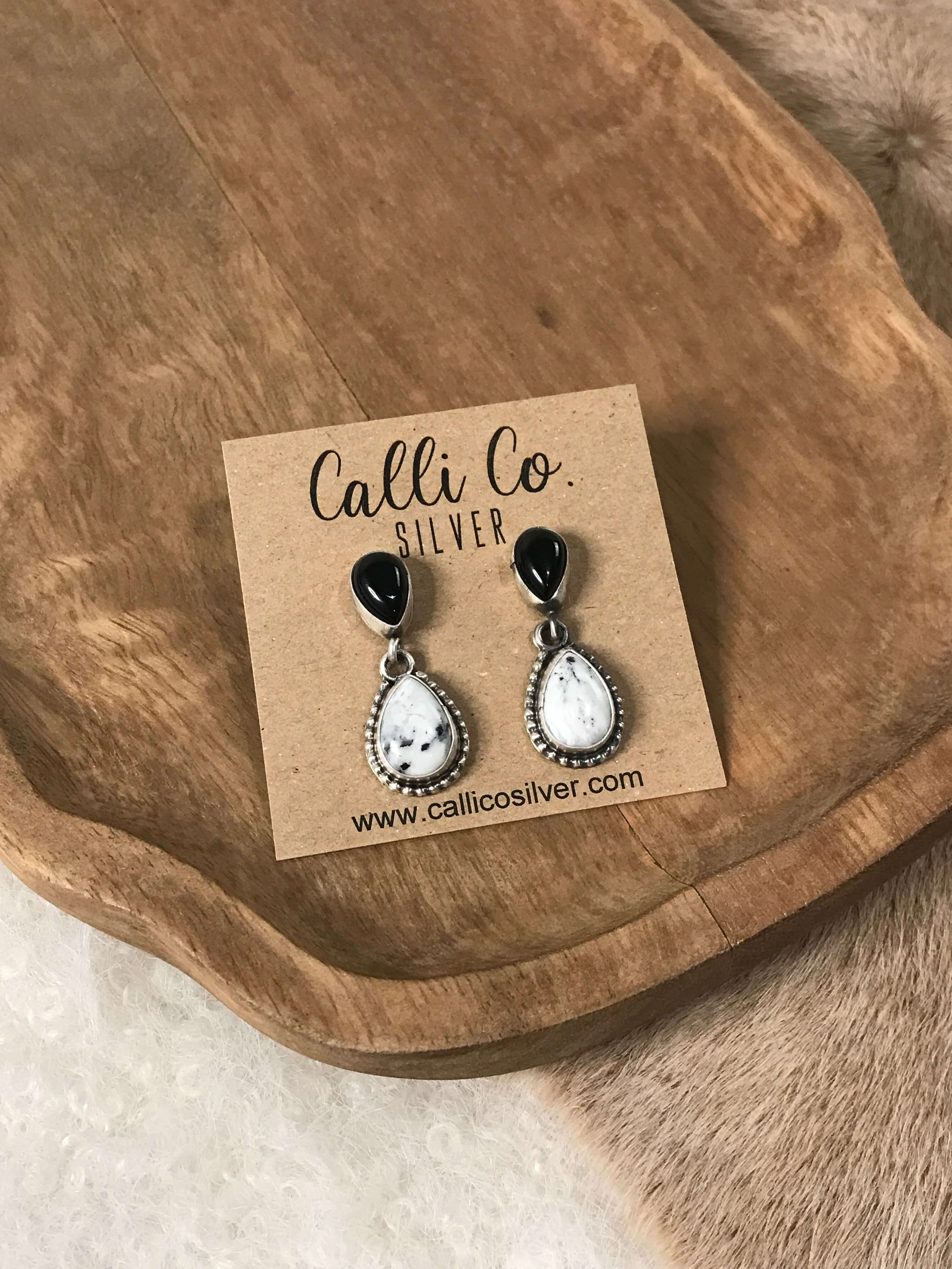 The Coolidge Dangles, 1-Earrings-Calli Co., Turquoise and Silver Jewelry, Native American Handmade, Zuni Tribe, Navajo Tribe, Brock Texas