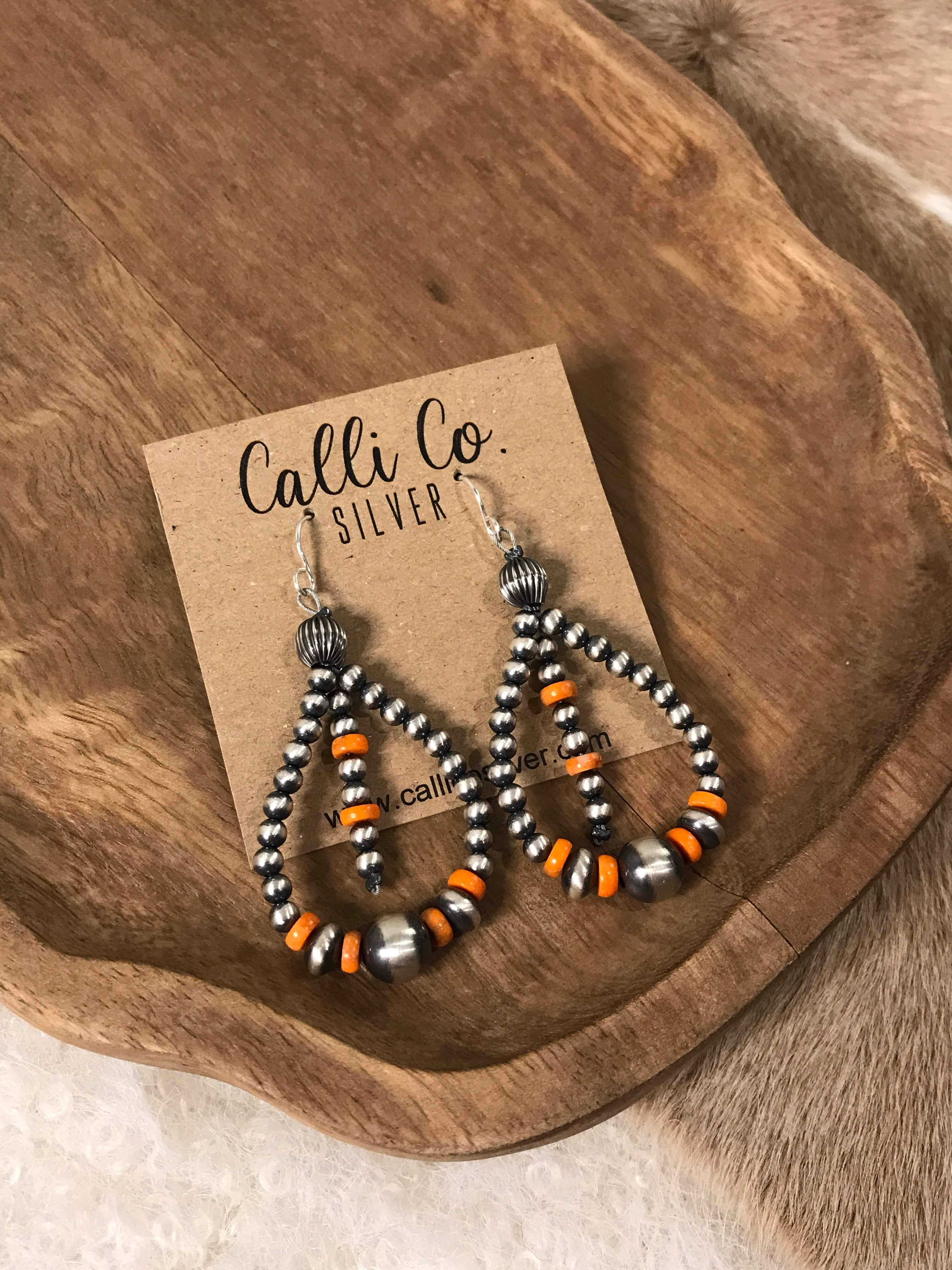 The Kinlee Hoop Earrings-Earrings-Calli Co., Turquoise and Silver Jewelry, Native American Handmade, Zuni Tribe, Navajo Tribe, Brock Texas