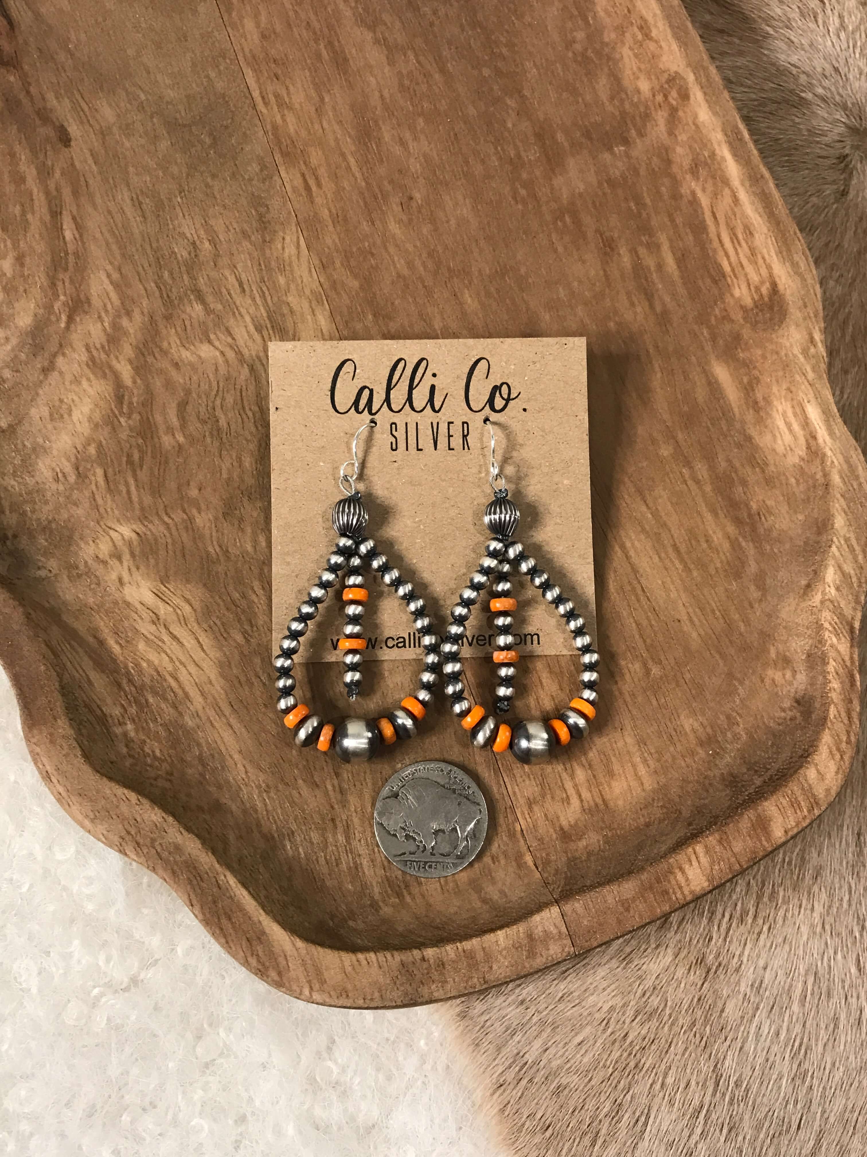 The Kinlee Hoop Earrings-Earrings-Calli Co., Turquoise and Silver Jewelry, Native American Handmade, Zuni Tribe, Navajo Tribe, Brock Texas