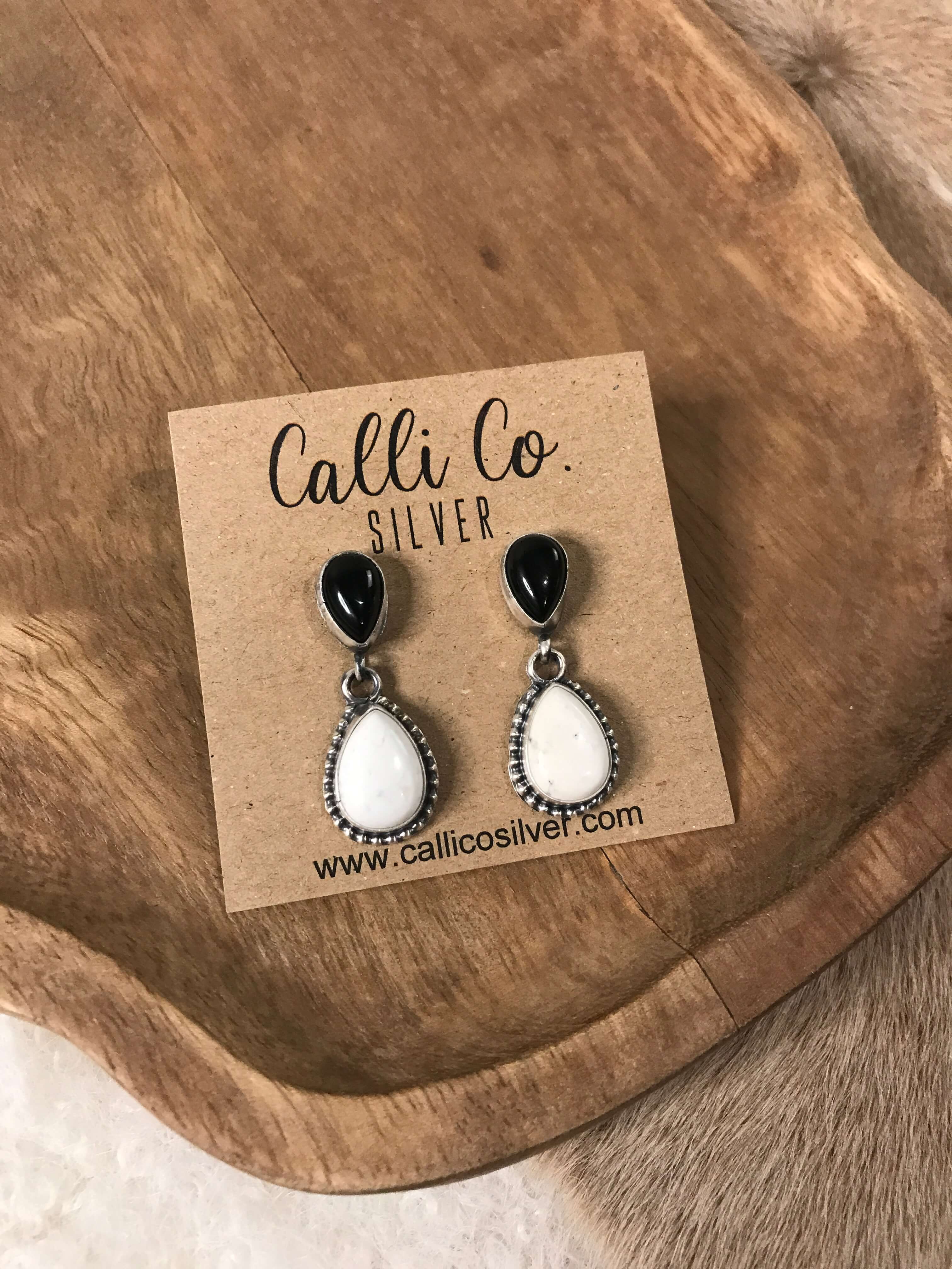 The Coolidge Dangles, 7-Earrings-Calli Co., Turquoise and Silver Jewelry, Native American Handmade, Zuni Tribe, Navajo Tribe, Brock Texas