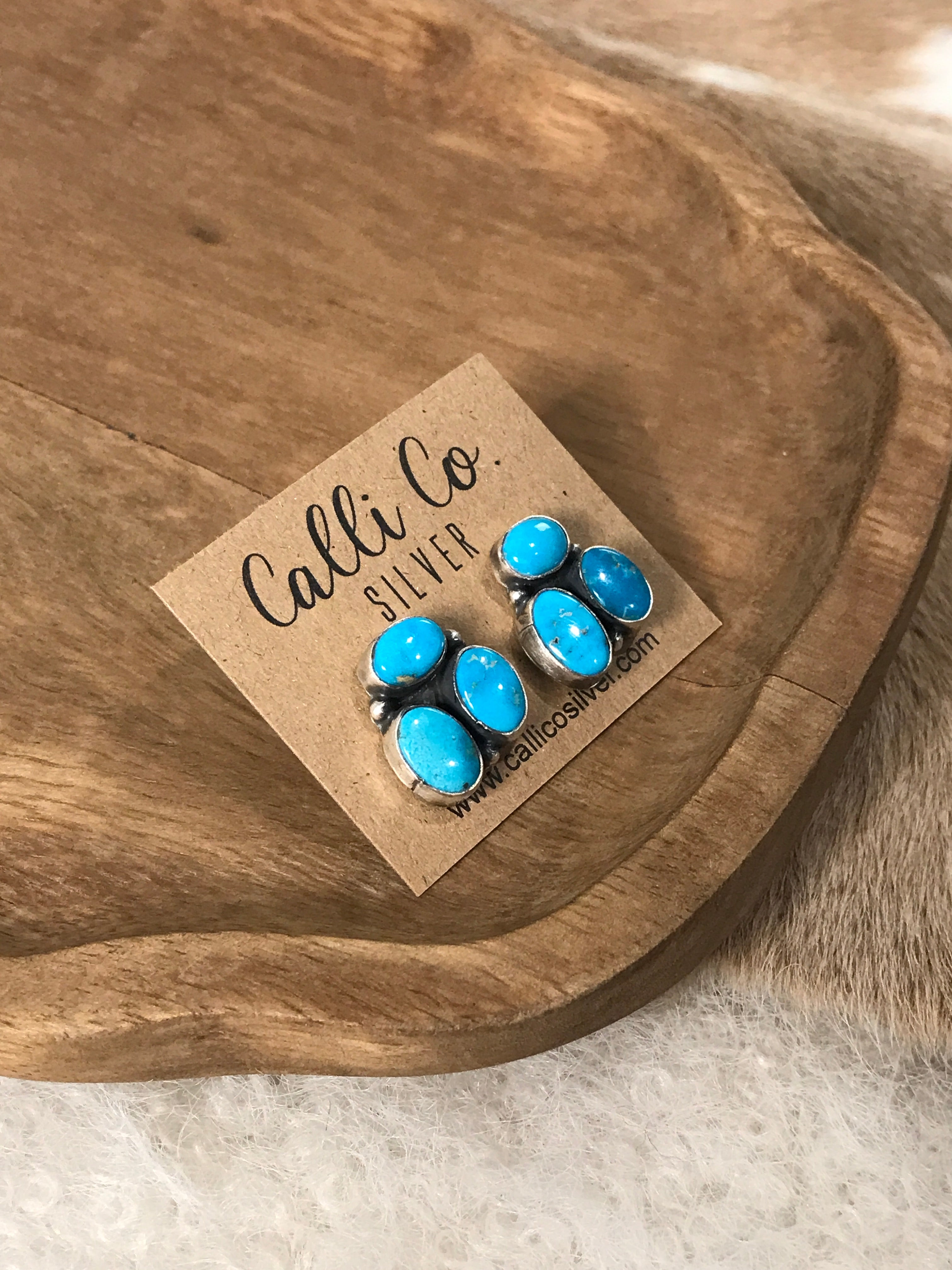 The Tempe Turquoise Cluster Earrings, 13-Earrings-Calli Co., Turquoise and Silver Jewelry, Native American Handmade, Zuni Tribe, Navajo Tribe, Brock Texas