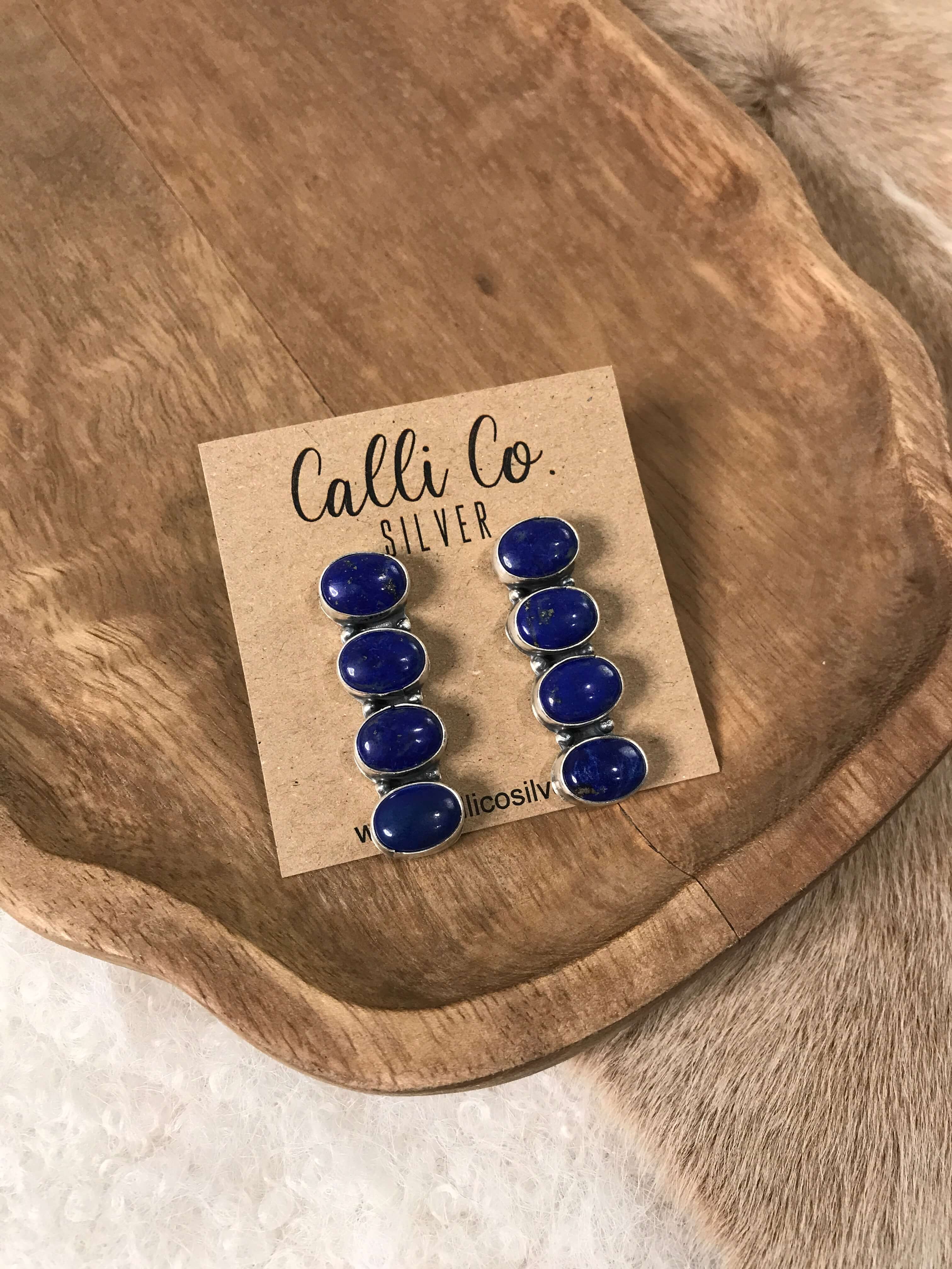 The Basiao Earrings, 1-Earrings-Calli Co., Turquoise and Silver Jewelry, Native American Handmade, Zuni Tribe, Navajo Tribe, Brock Texas