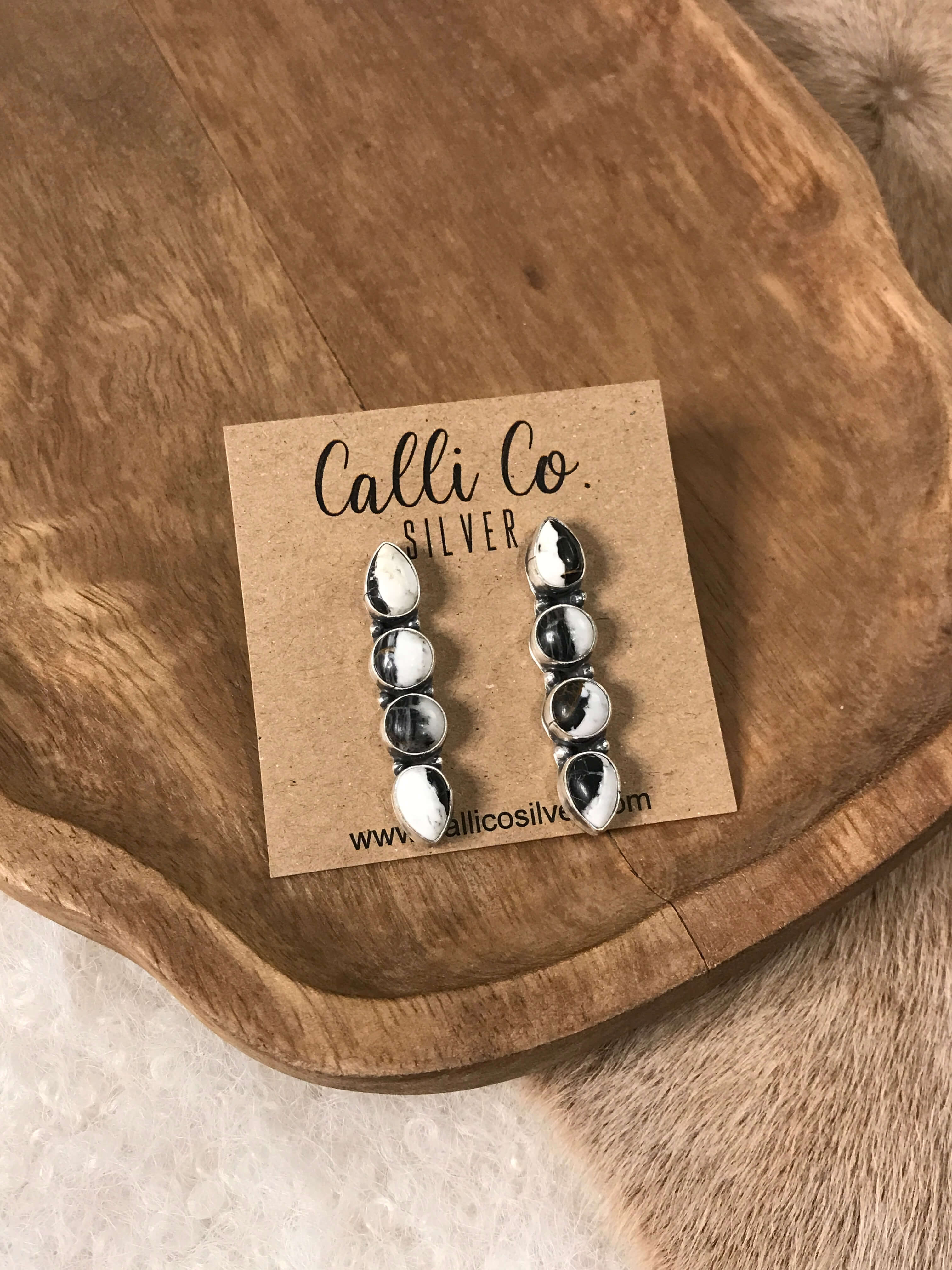 The Basiao Earrings, 4 xx-Earrings-Calli Co., Turquoise and Silver Jewelry, Native American Handmade, Zuni Tribe, Navajo Tribe, Brock Texas