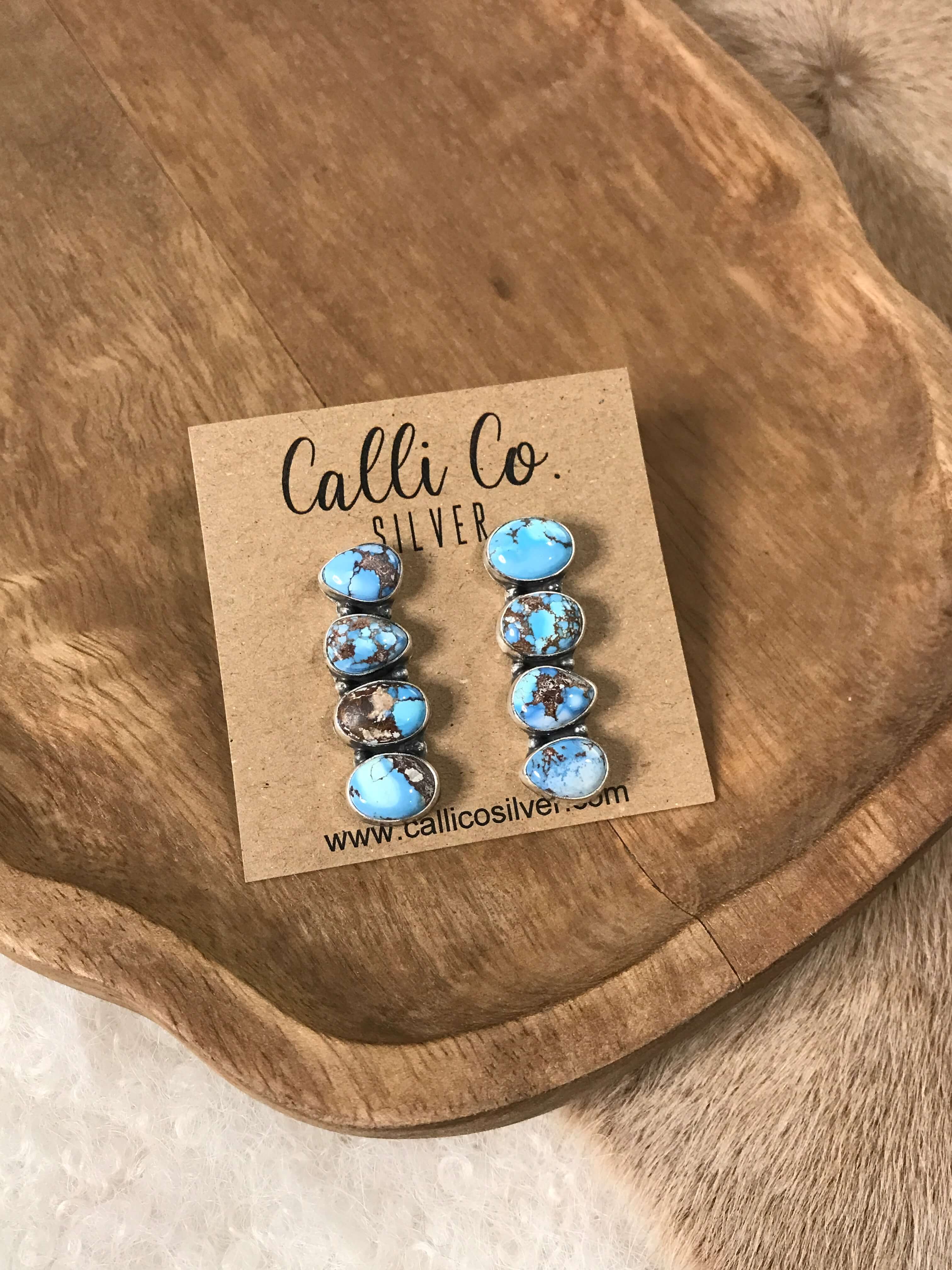 The Basiao Earrings, 6-Earrings-Calli Co., Turquoise and Silver Jewelry, Native American Handmade, Zuni Tribe, Navajo Tribe, Brock Texas