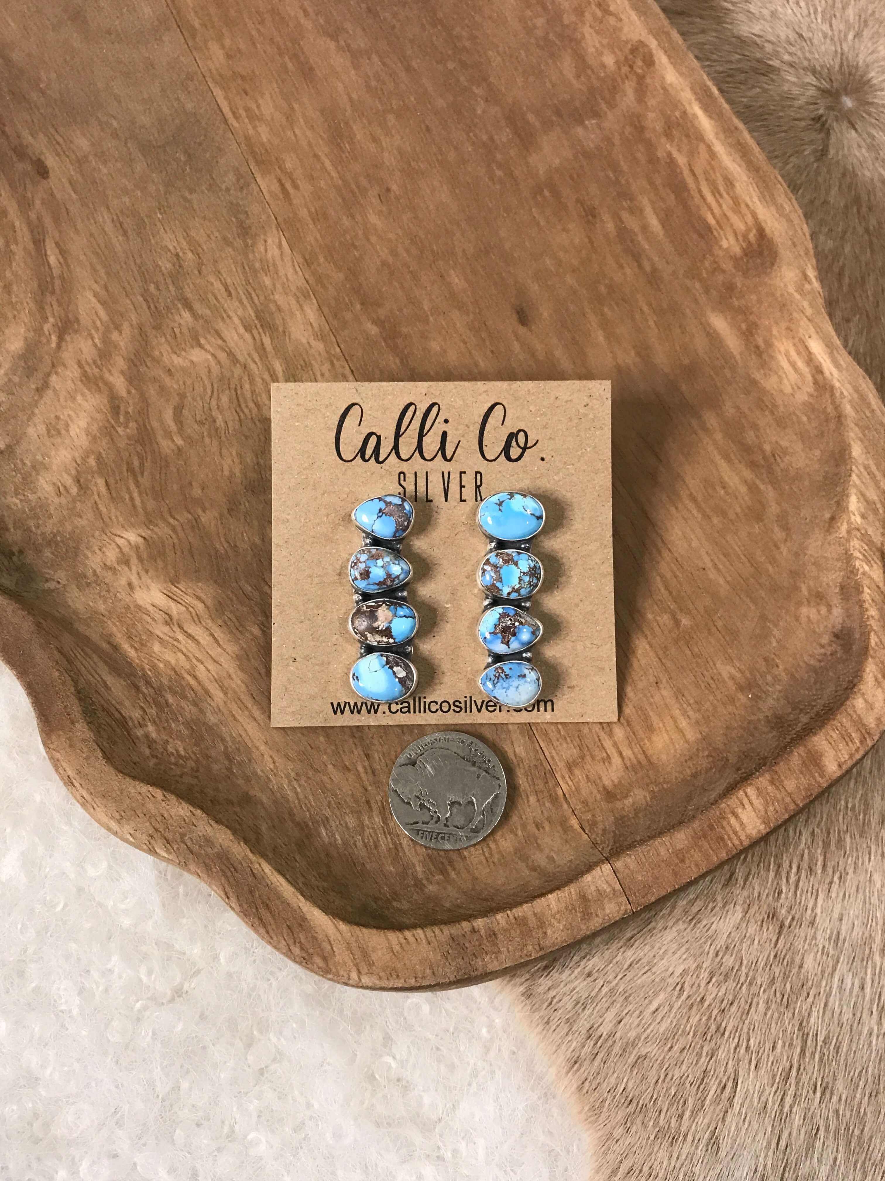The Basiao Earrings, 6-Earrings-Calli Co., Turquoise and Silver Jewelry, Native American Handmade, Zuni Tribe, Navajo Tribe, Brock Texas