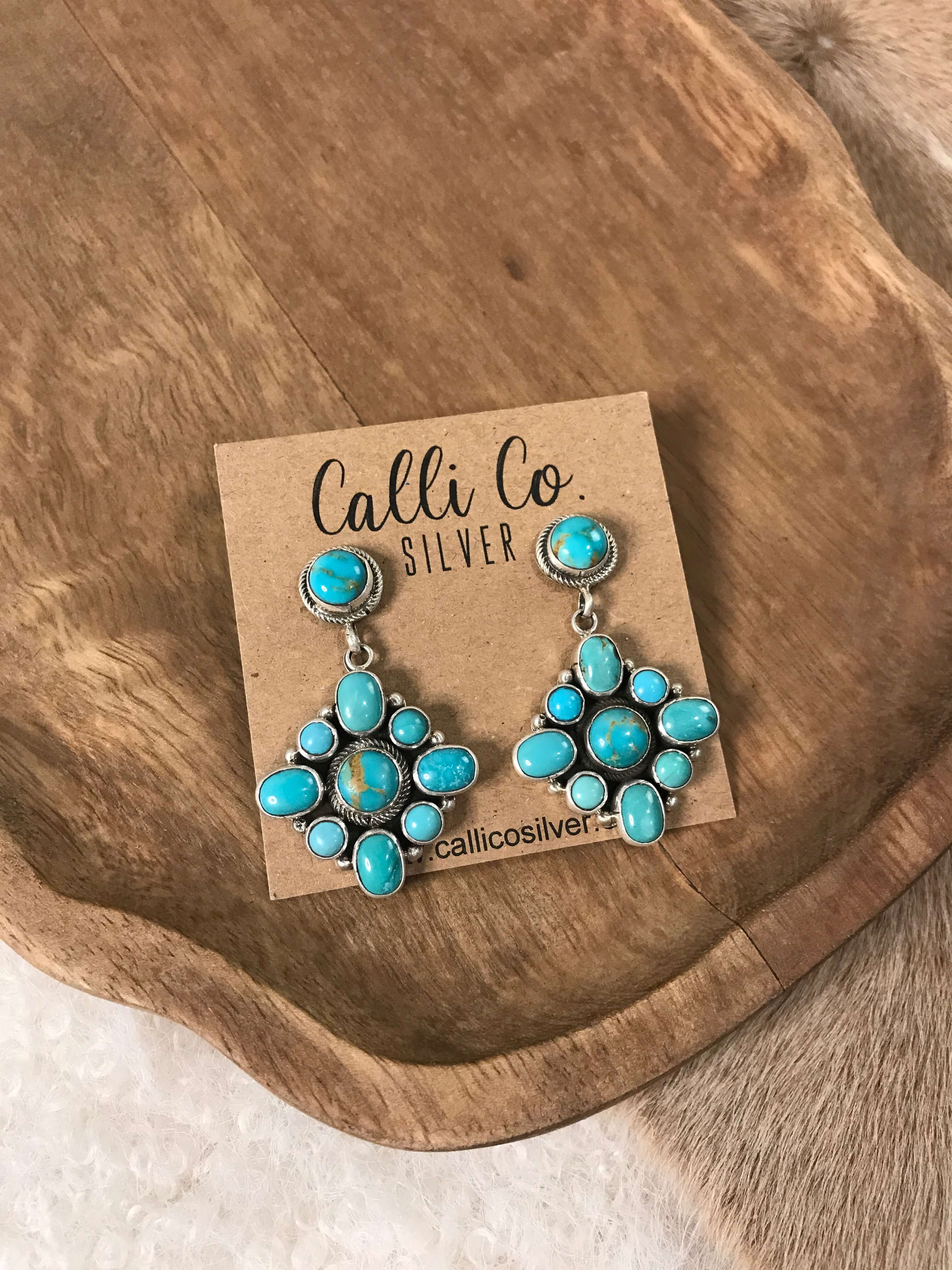 The Melody Dangles-Earrings-Calli Co., Turquoise and Silver Jewelry, Native American Handmade, Zuni Tribe, Navajo Tribe, Brock Texas