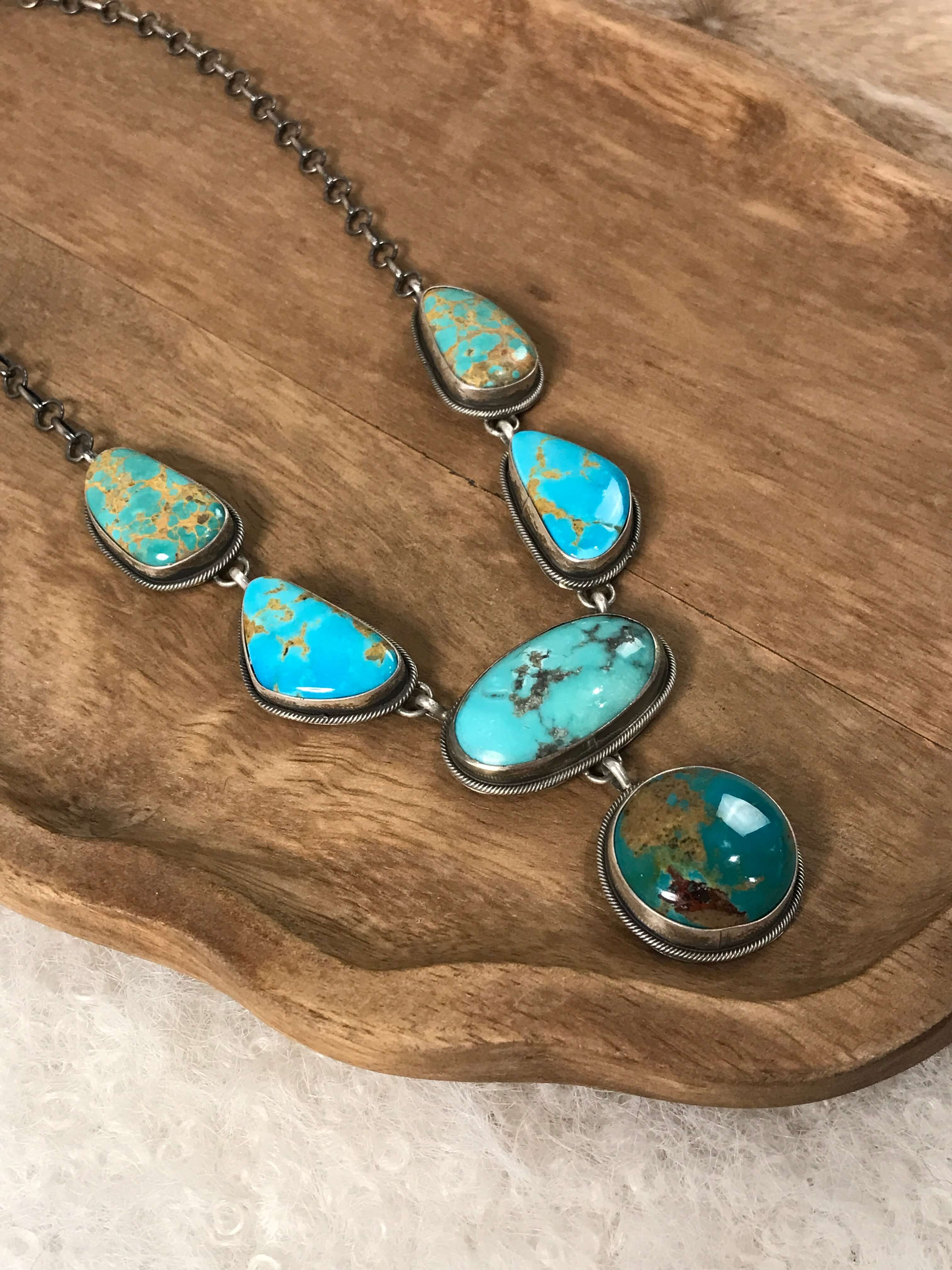 The Tuthill Lariat Necklace-Necklaces-Calli Co., Turquoise and Silver Jewelry, Native American Handmade, Zuni Tribe, Navajo Tribe, Brock Texas