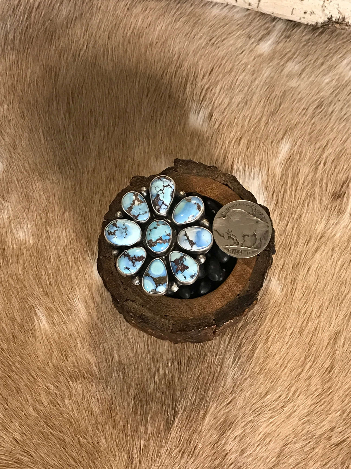 The San Ardo Adjustable Ring, 2-Rings-Calli Co., Turquoise and Silver Jewelry, Native American Handmade, Zuni Tribe, Navajo Tribe, Brock Texas