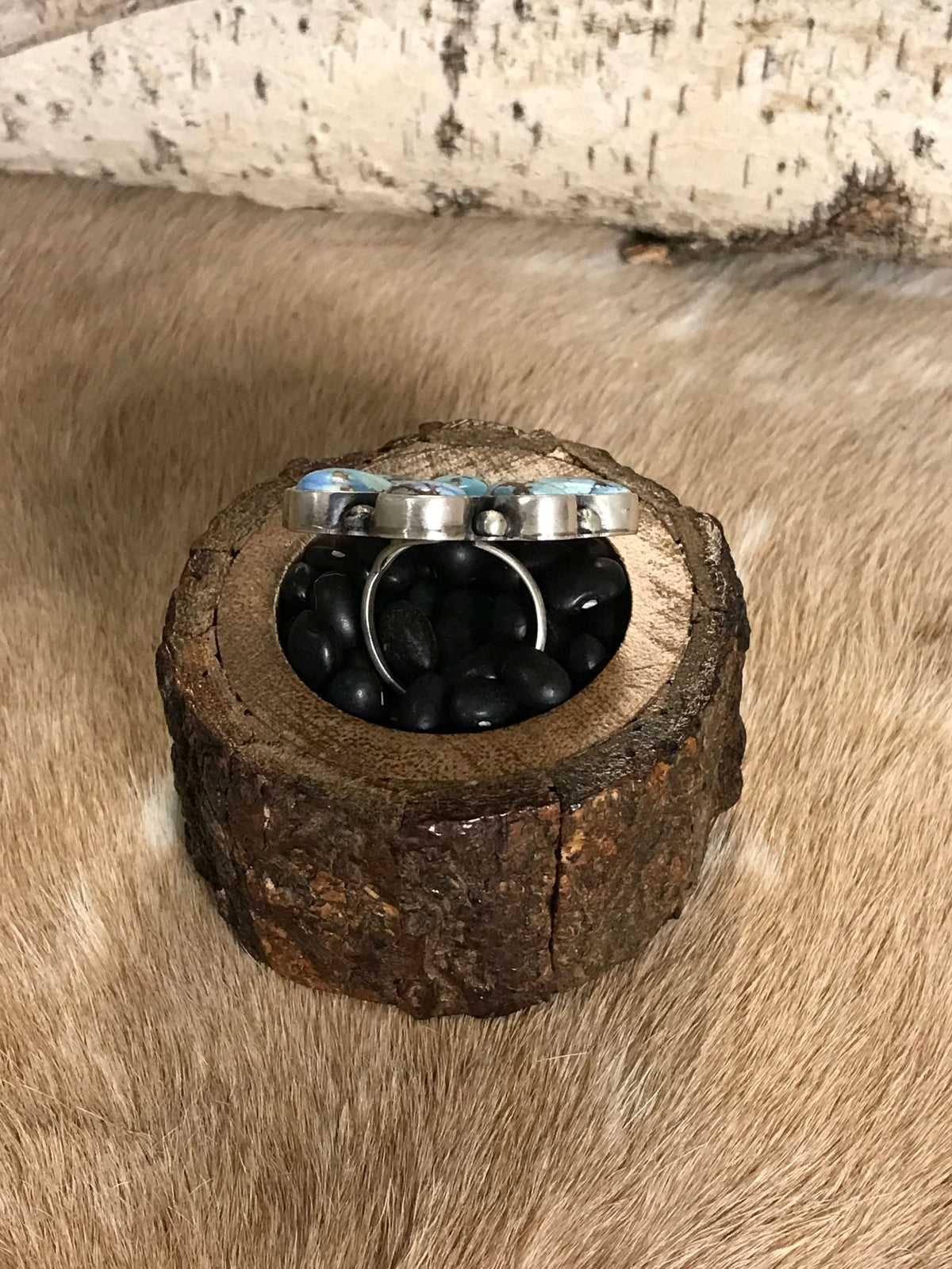 The San Ardo Adjustable Ring, 2-Rings-Calli Co., Turquoise and Silver Jewelry, Native American Handmade, Zuni Tribe, Navajo Tribe, Brock Texas