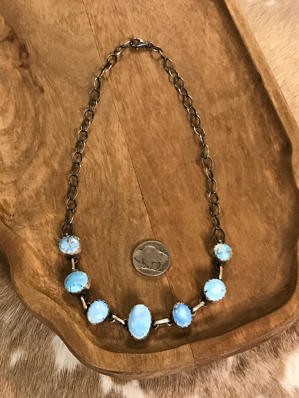 The Locanda 7 Stone Necklace-Necklaces-Calli Co., Turquoise and Silver Jewelry, Native American Handmade, Zuni Tribe, Navajo Tribe, Brock Texas
