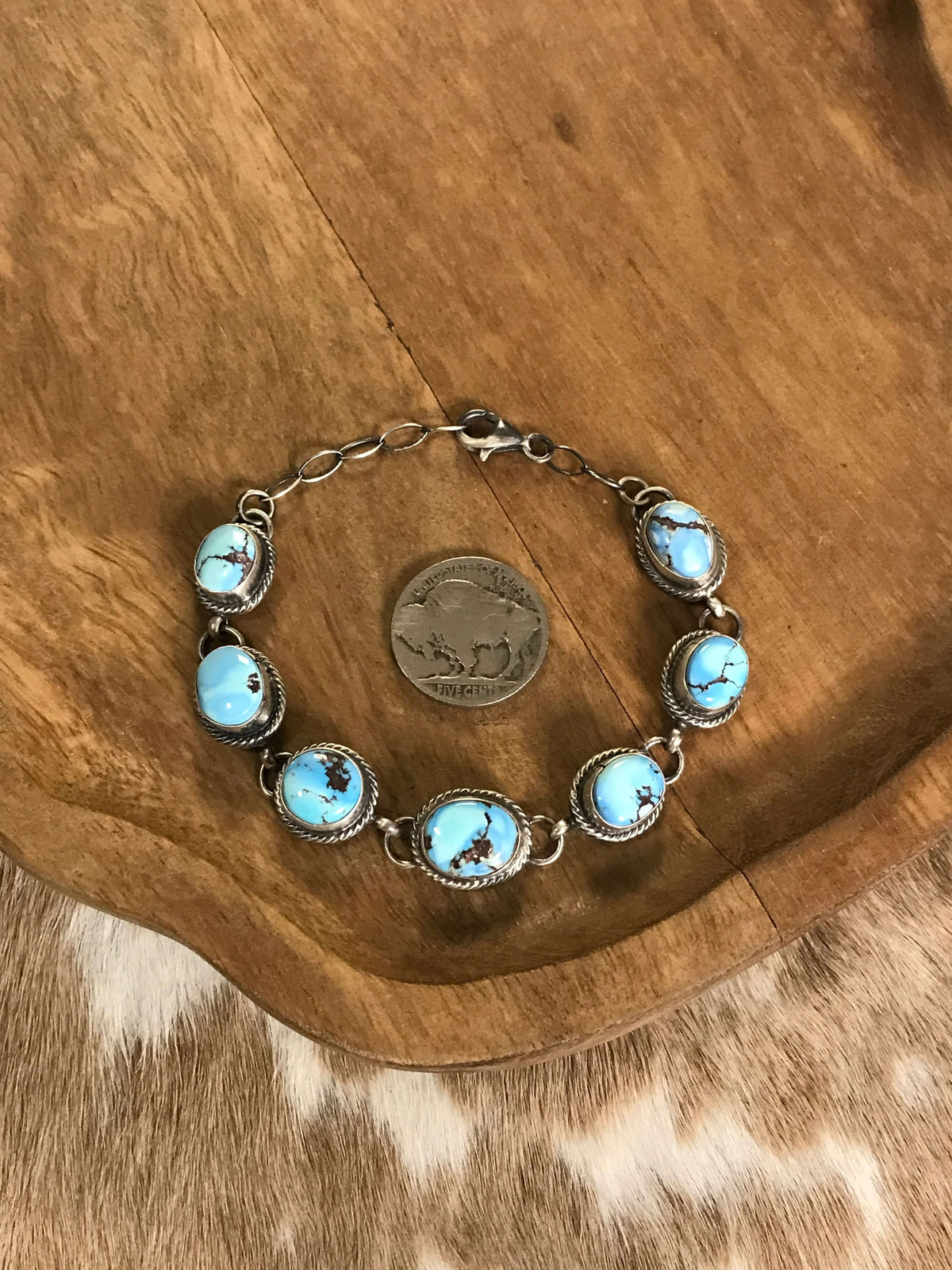 The Norland Link Bracelet, 1-Bracelets & Cuffs-Calli Co., Turquoise and Silver Jewelry, Native American Handmade, Zuni Tribe, Navajo Tribe, Brock Texas