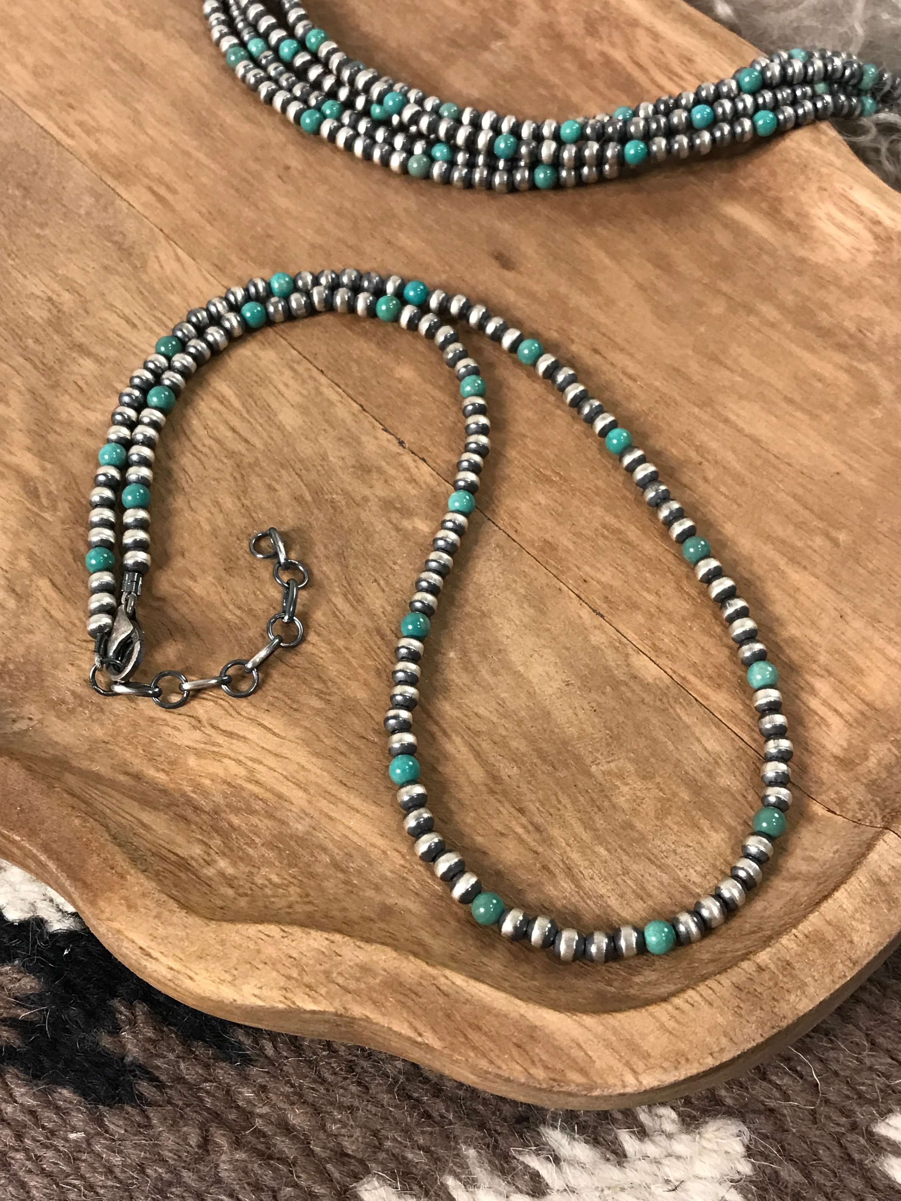 The Dallam Necklace in Green-Necklaces-Calli Co., Turquoise and Silver Jewelry, Native American Handmade, Zuni Tribe, Navajo Tribe, Brock Texas