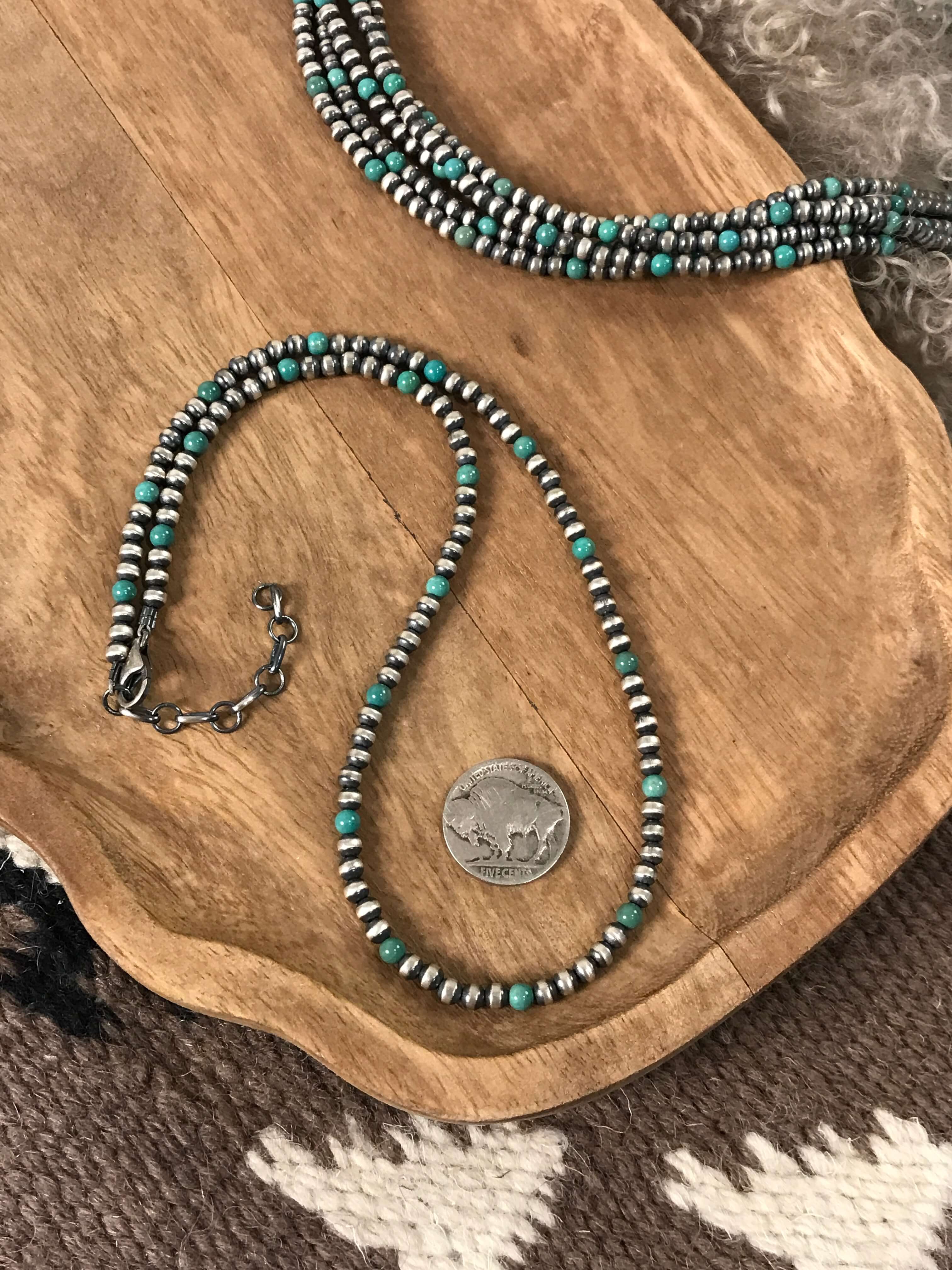 The Dallam Necklace in Green-Necklaces-Calli Co., Turquoise and Silver Jewelry, Native American Handmade, Zuni Tribe, Navajo Tribe, Brock Texas