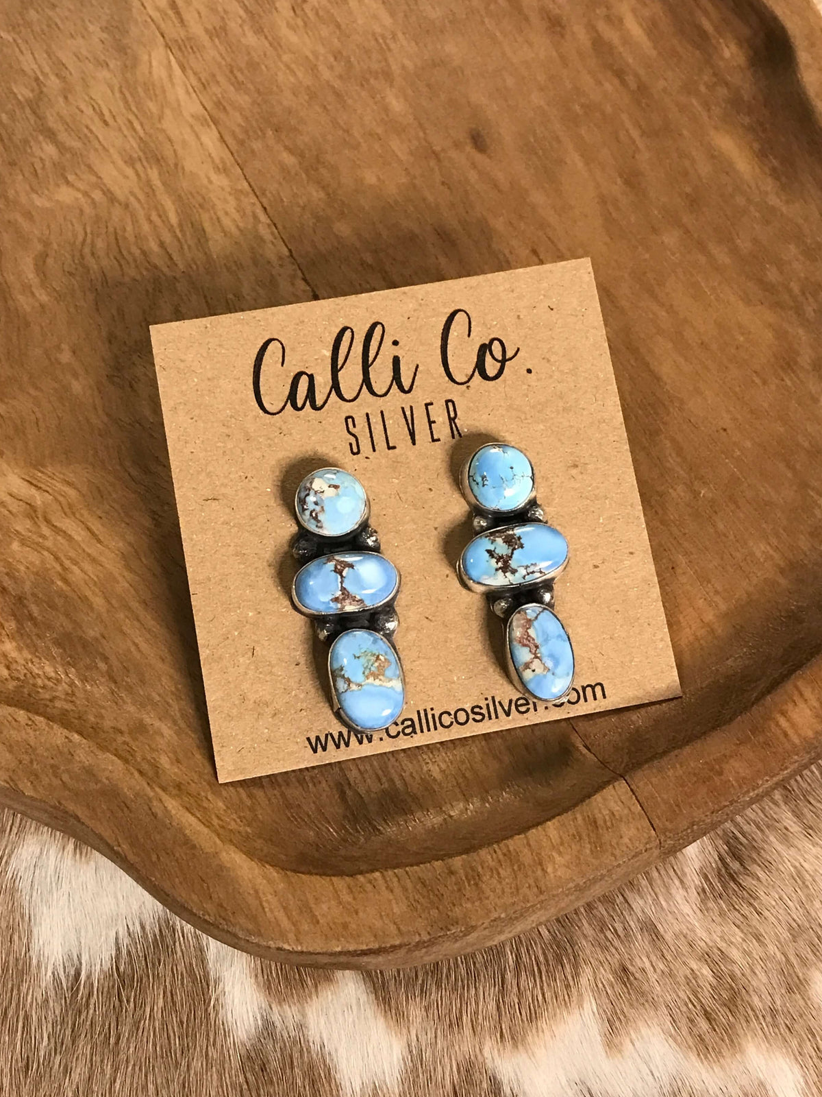 The Maylee Triple Drop Earrings, 5-Earrings-Calli Co., Turquoise and Silver Jewelry, Native American Handmade, Zuni Tribe, Navajo Tribe, Brock Texas