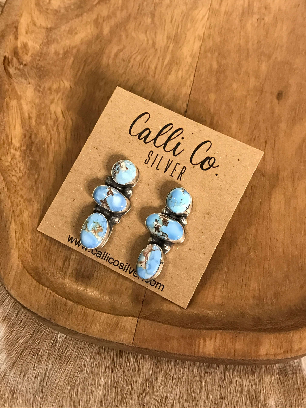 The Maylee Triple Drop Earrings, 5-Earrings-Calli Co., Turquoise and Silver Jewelry, Native American Handmade, Zuni Tribe, Navajo Tribe, Brock Texas
