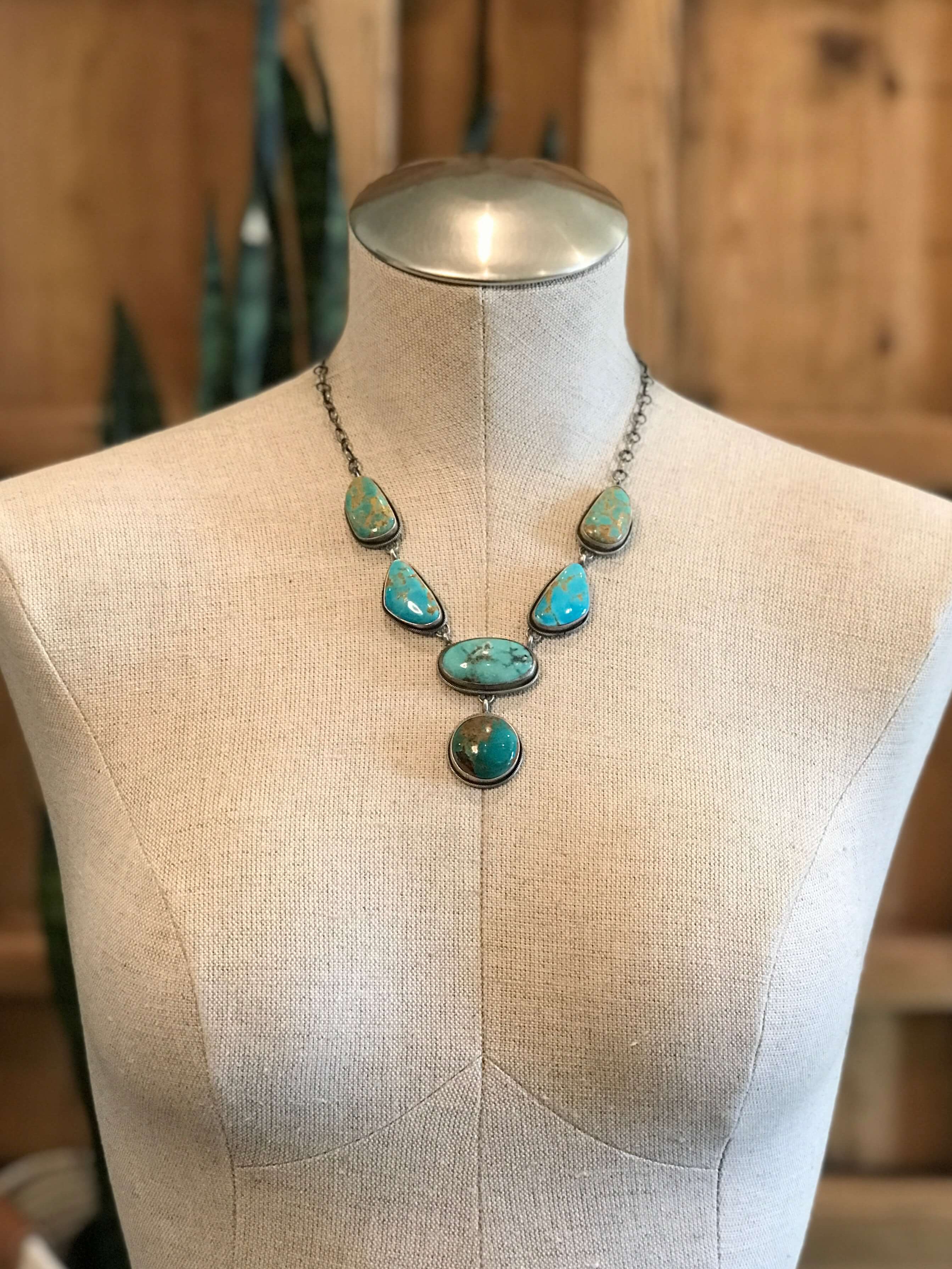 The Tuthill Lariat Necklace-Necklaces-Calli Co., Turquoise and Silver Jewelry, Native American Handmade, Zuni Tribe, Navajo Tribe, Brock Texas