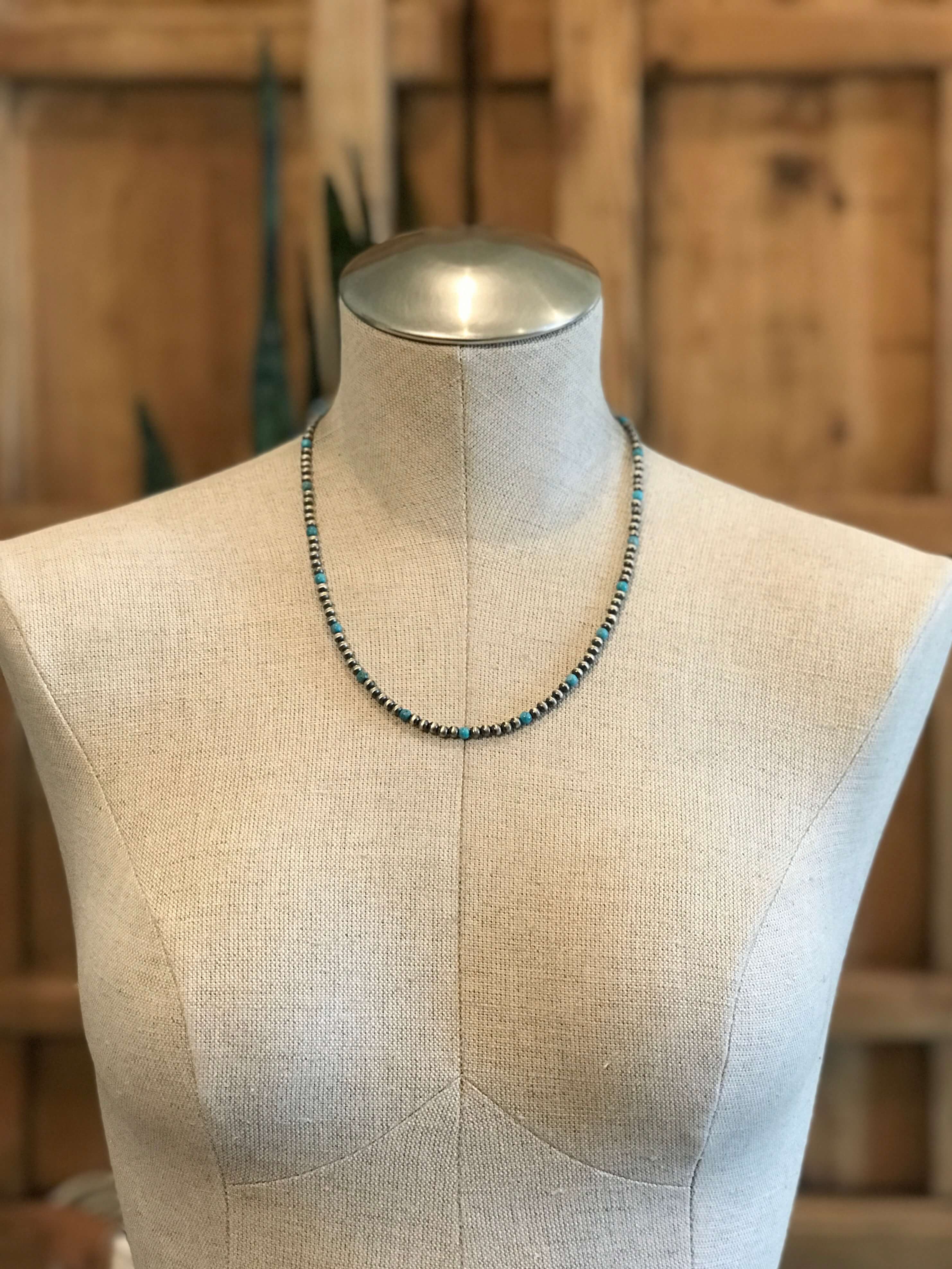 The Dallam Necklace in Blue-Necklaces-Calli Co., Turquoise and Silver Jewelry, Native American Handmade, Zuni Tribe, Navajo Tribe, Brock Texas