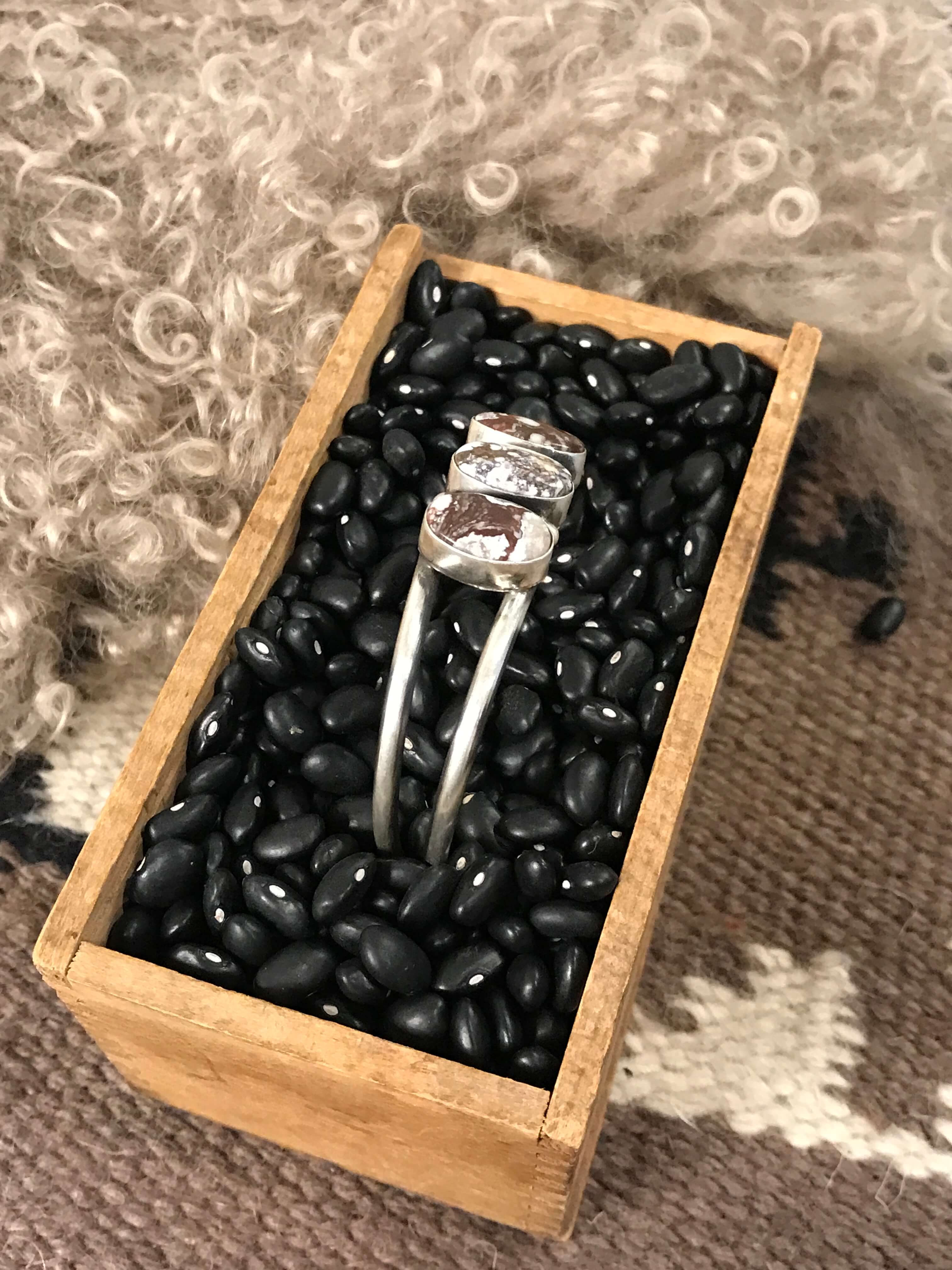 The Triple Stone Cuff, 11-Bracelets & Cuffs-Calli Co., Turquoise and Silver Jewelry, Native American Handmade, Zuni Tribe, Navajo Tribe, Brock Texas