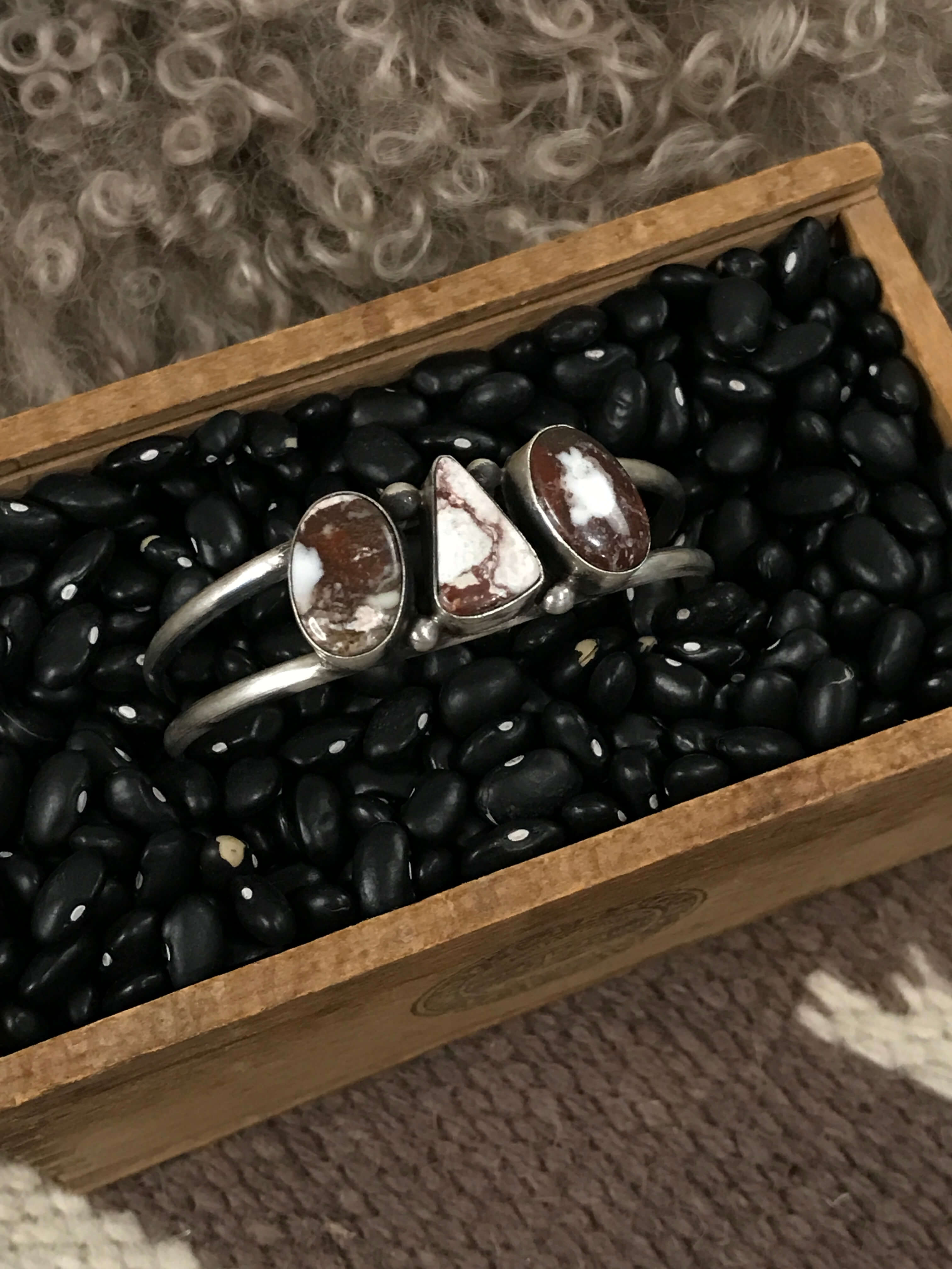 The Triple Stone Cuff, 13-Bracelets & Cuffs-Calli Co., Turquoise and Silver Jewelry, Native American Handmade, Zuni Tribe, Navajo Tribe, Brock Texas