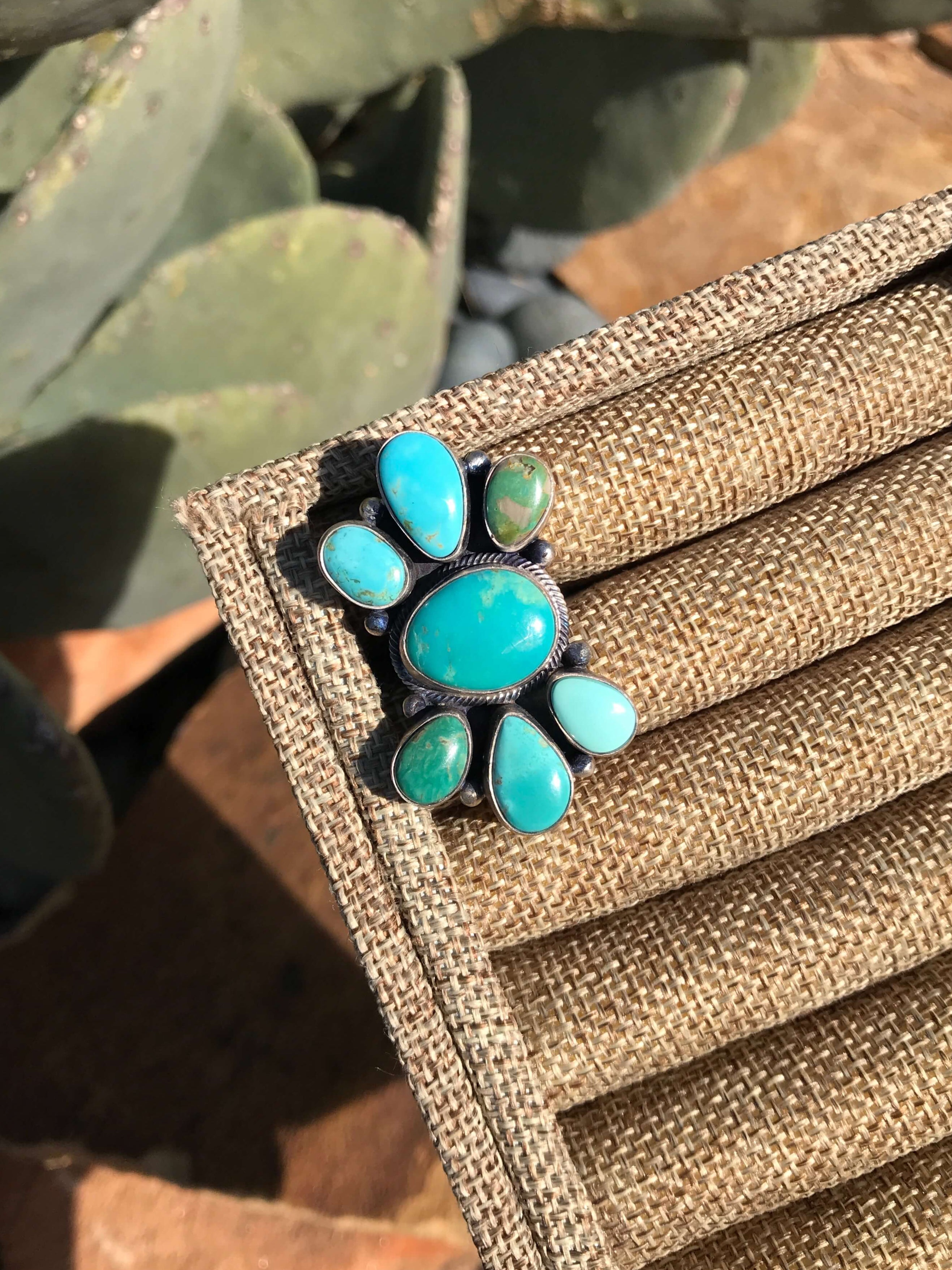 The Tejas Ring 1, Sz 7.5-Rings-Calli Co., Turquoise and Silver Jewelry, Native American Handmade, Zuni Tribe, Navajo Tribe, Brock Texas