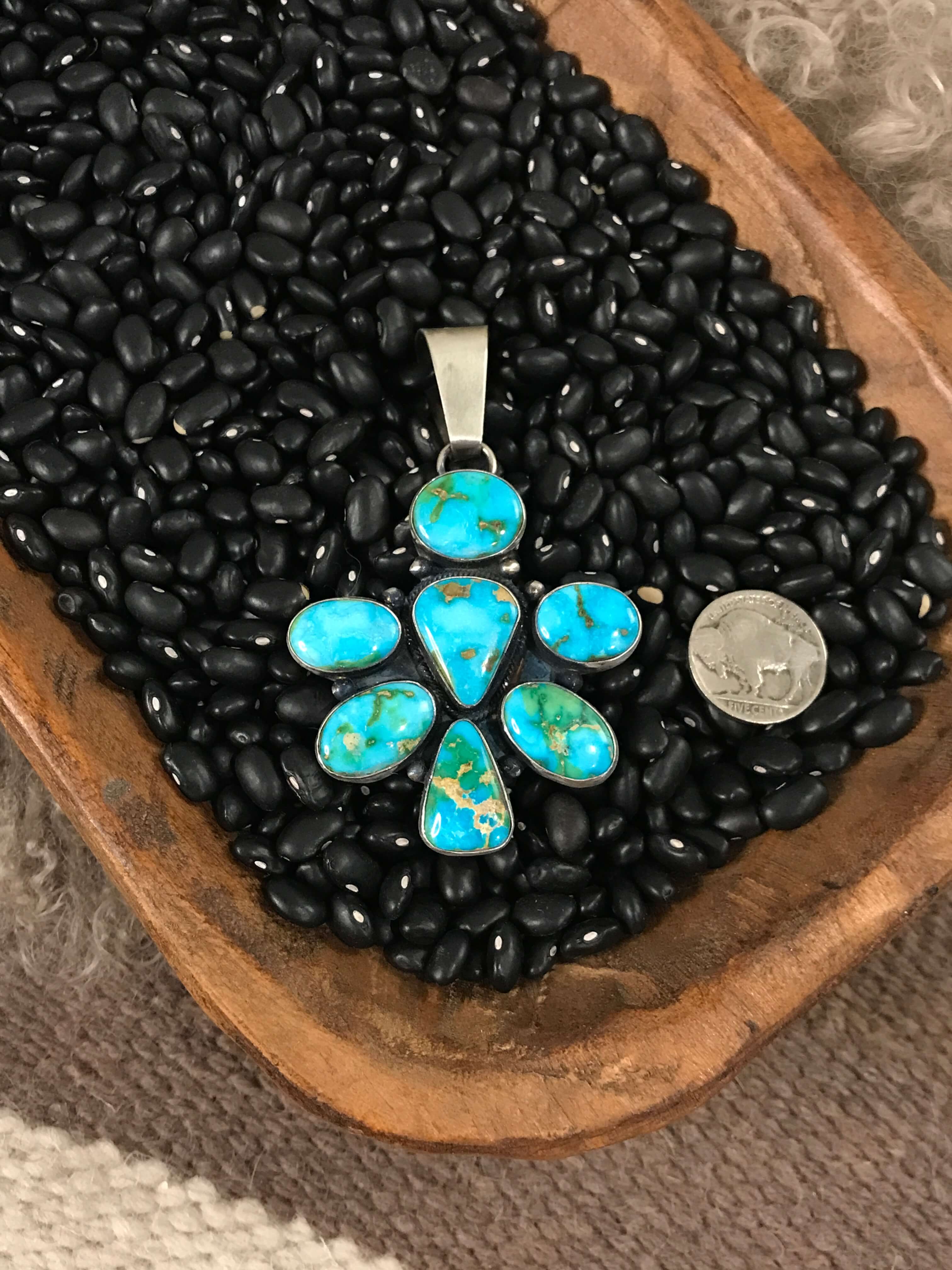 The Enow Pendant-Pendants-Calli Co., Turquoise and Silver Jewelry, Native American Handmade, Zuni Tribe, Navajo Tribe, Brock Texas