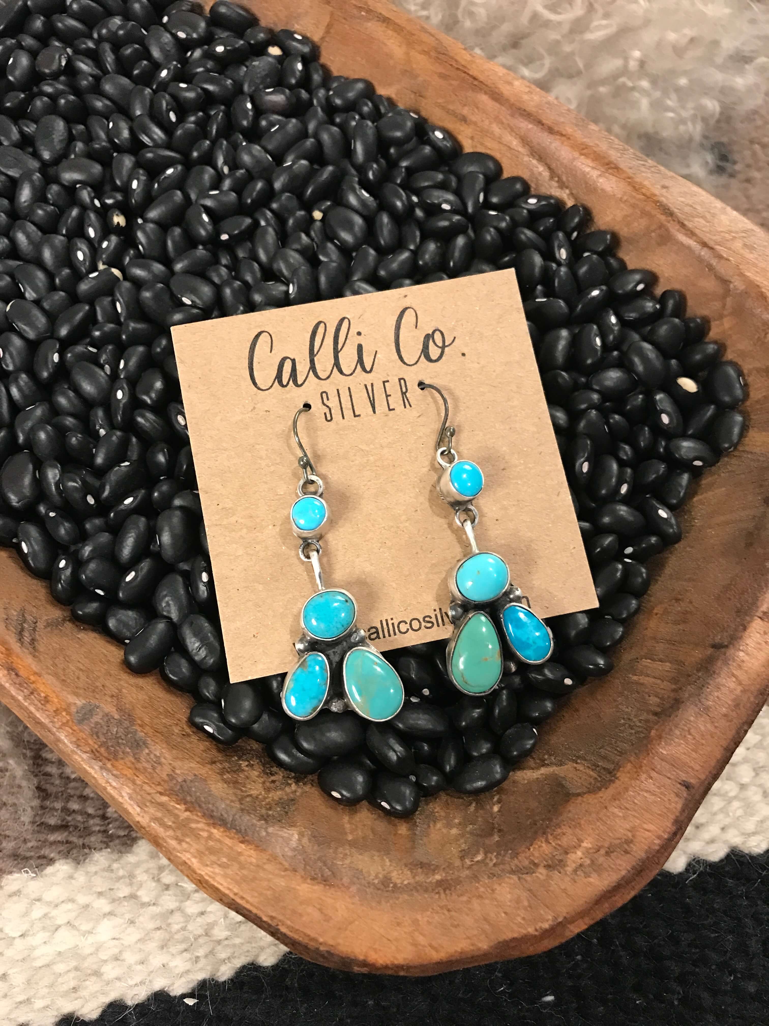 The Eliza Earrings-Earrings-Calli Co., Turquoise and Silver Jewelry, Native American Handmade, Zuni Tribe, Navajo Tribe, Brock Texas