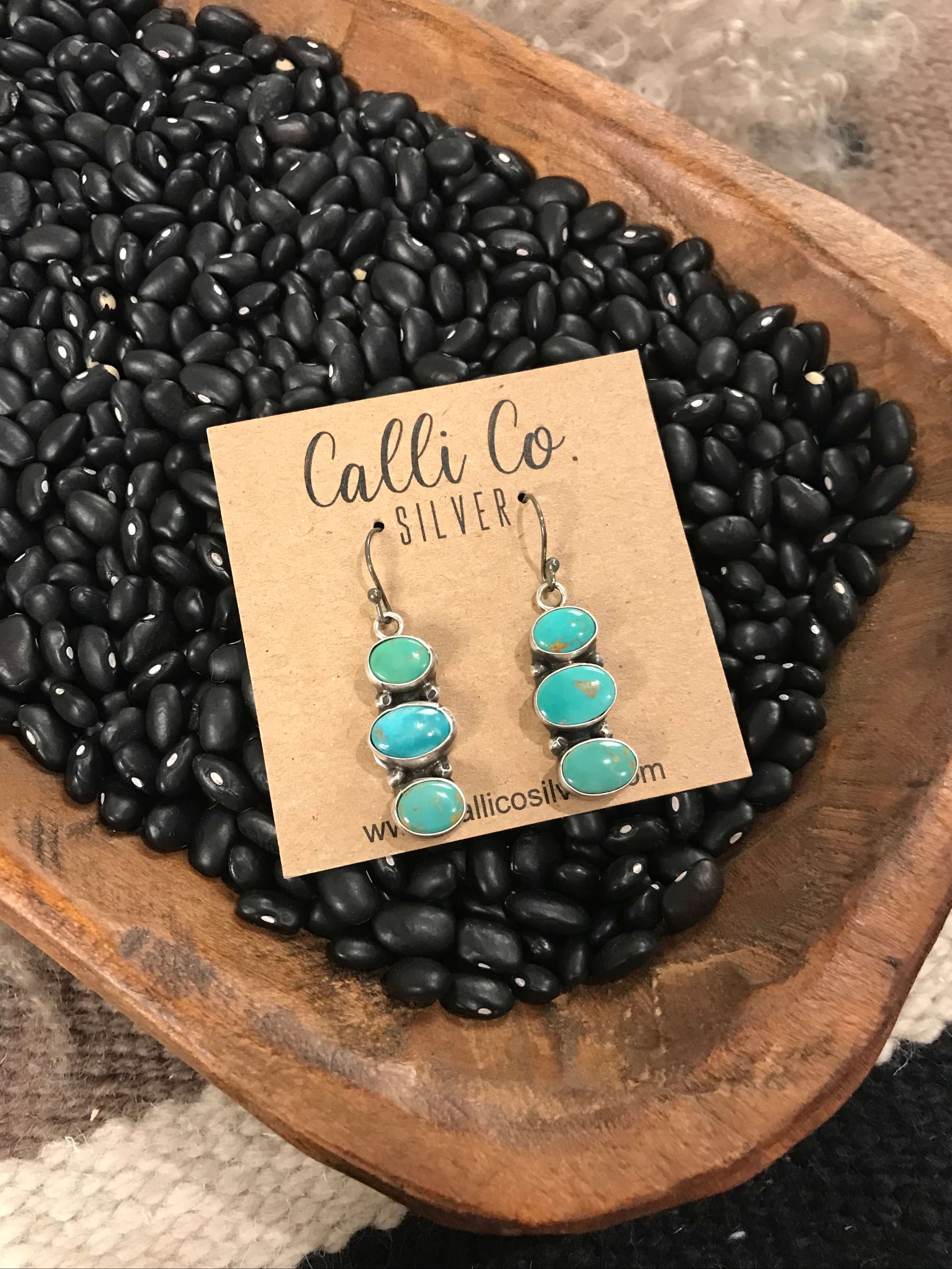 The Laureles Earrings, 3-Earrings-Calli Co., Turquoise and Silver Jewelry, Native American Handmade, Zuni Tribe, Navajo Tribe, Brock Texas